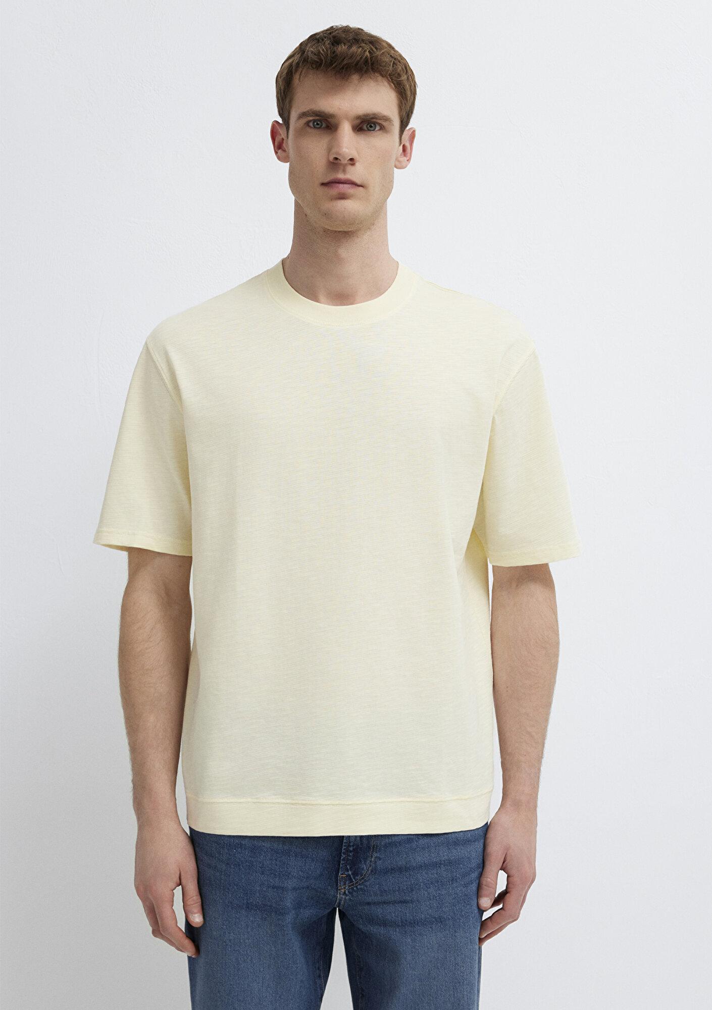 Mavi Sarı Basic Tişört Loose Fit / Bol Rahat Kesim 0613316-89308