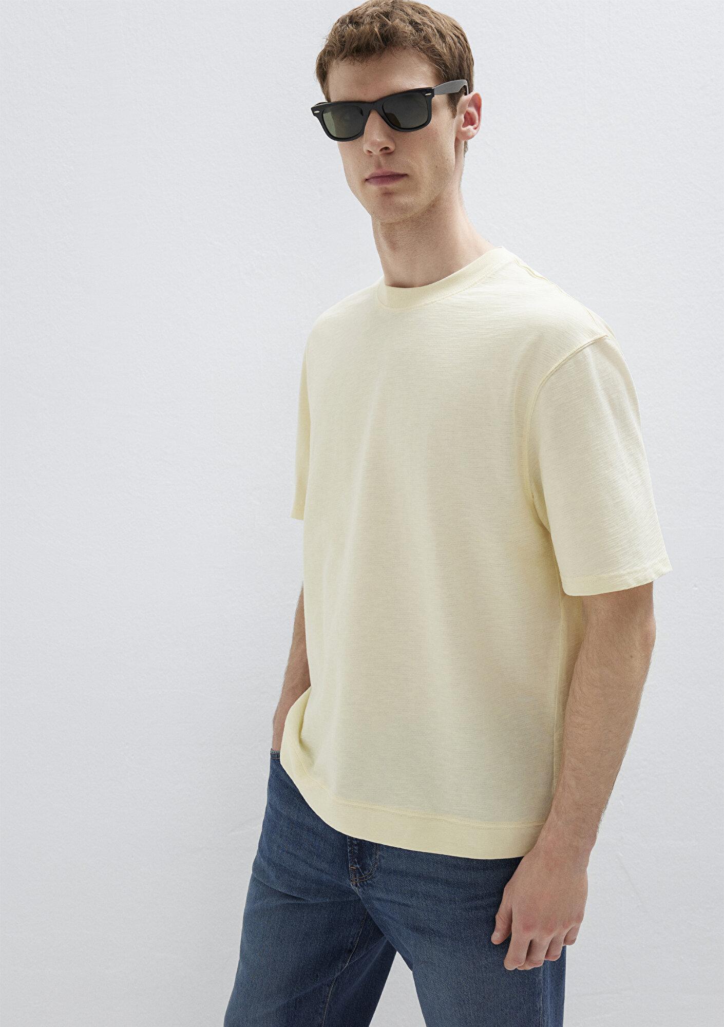 Mavi Sarı Basic Tişört Loose Fit / Bol Rahat Kesim 0613316-89308