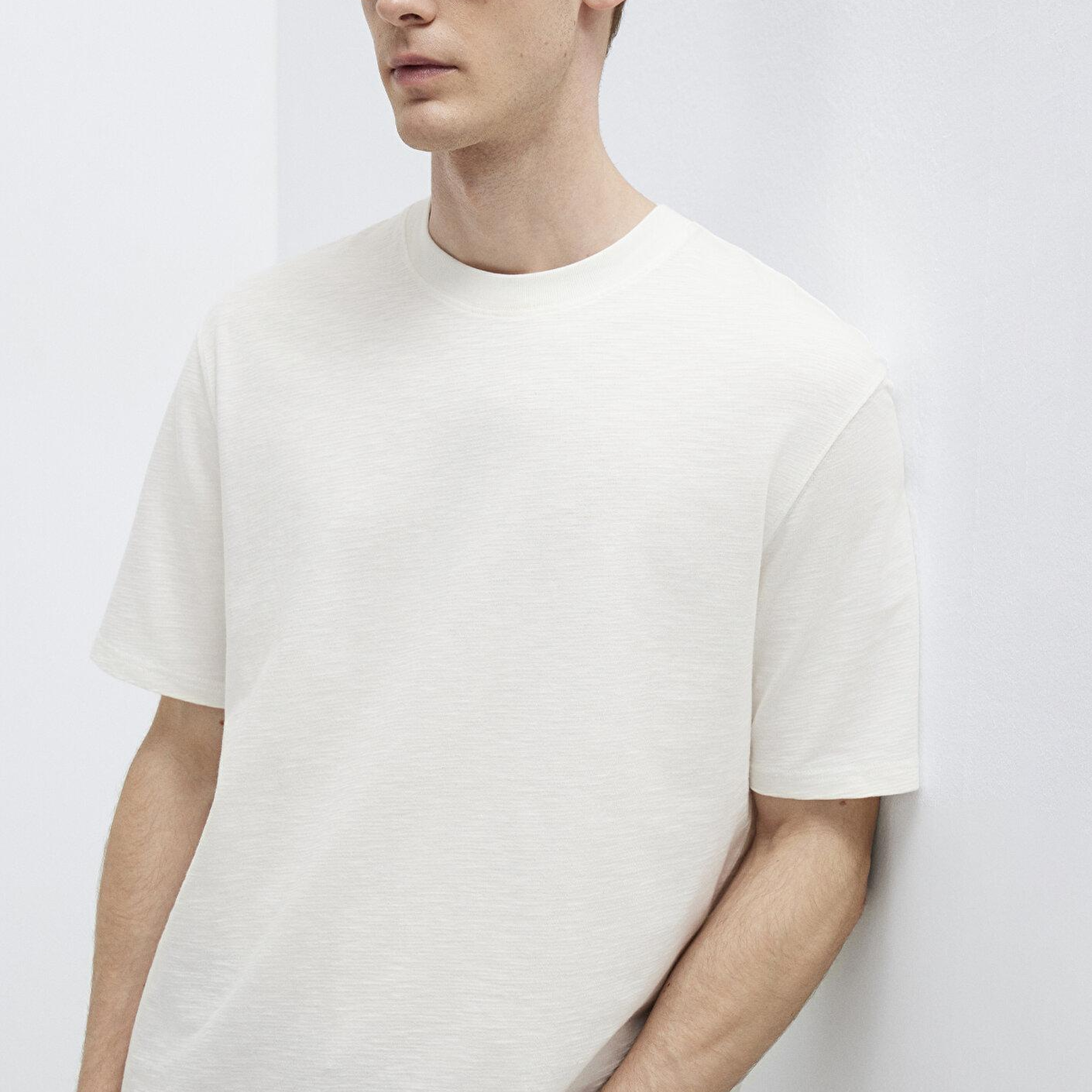 Mavi Ekru Basic Tişört Loose Fit / Bol Rahat Kesim 0613316-80194