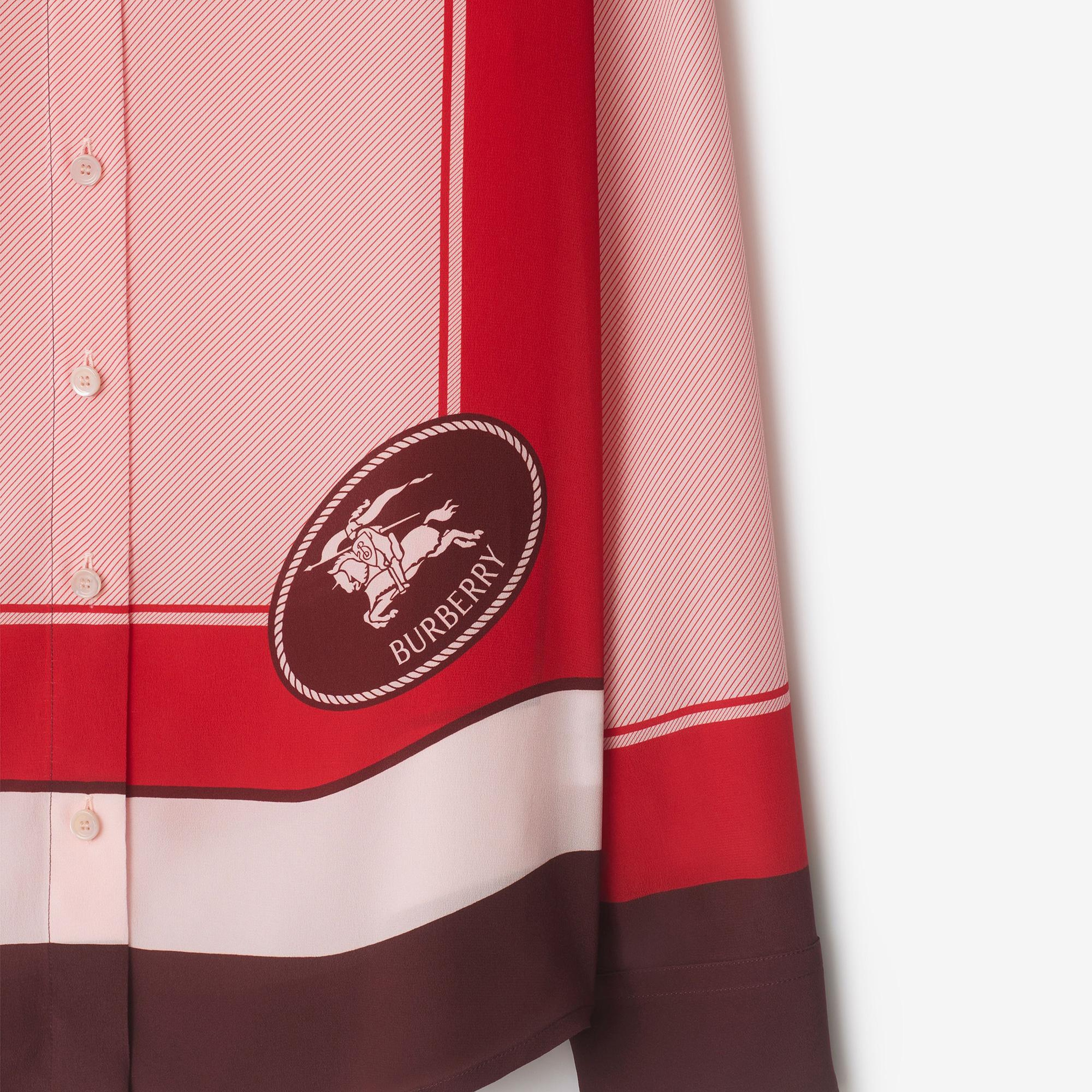 Burberry Regular Fit Knight Stamp Box Silk Kadın Pembe Gömlek