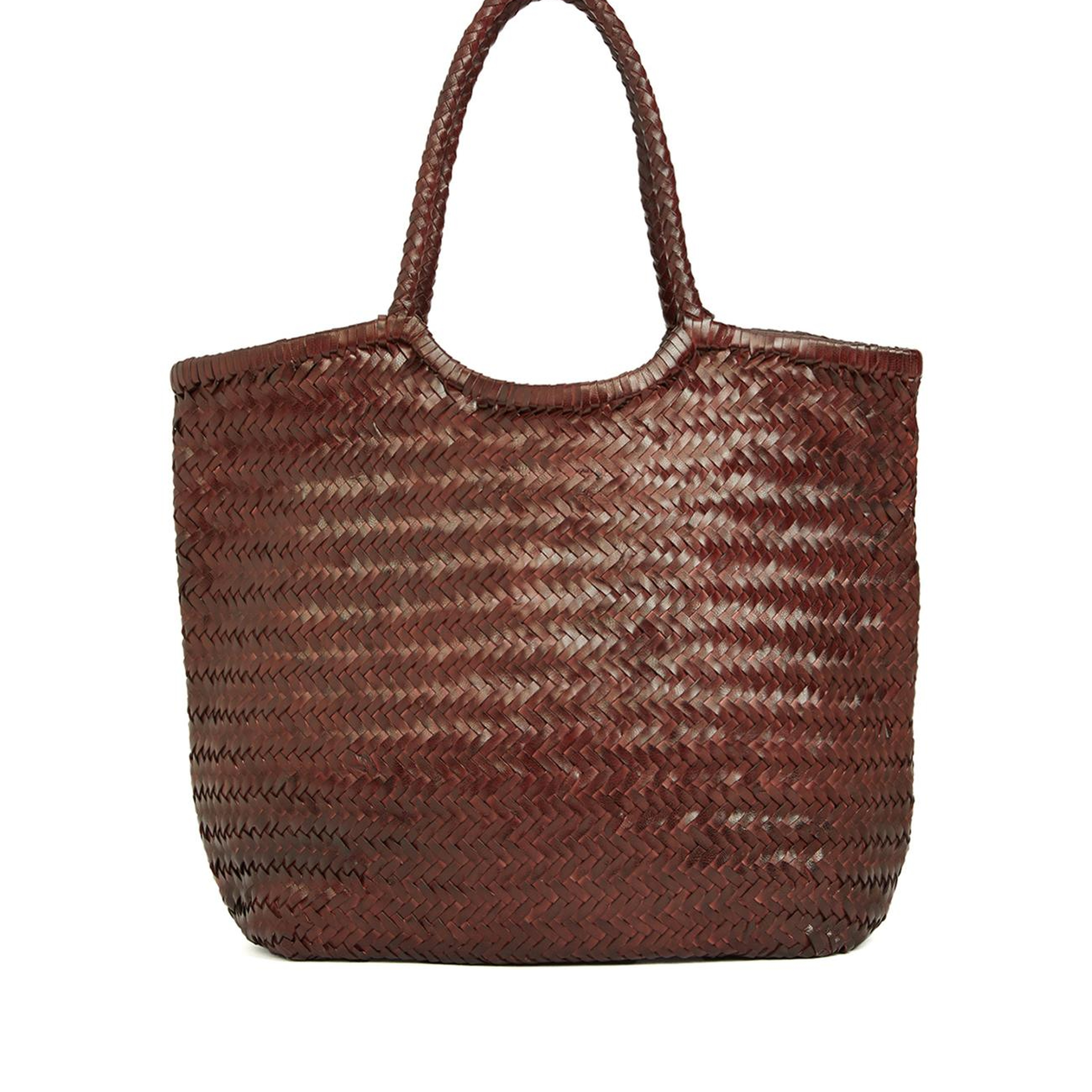 Network Kadın Bordo Örgü Deri Shopper Çanta