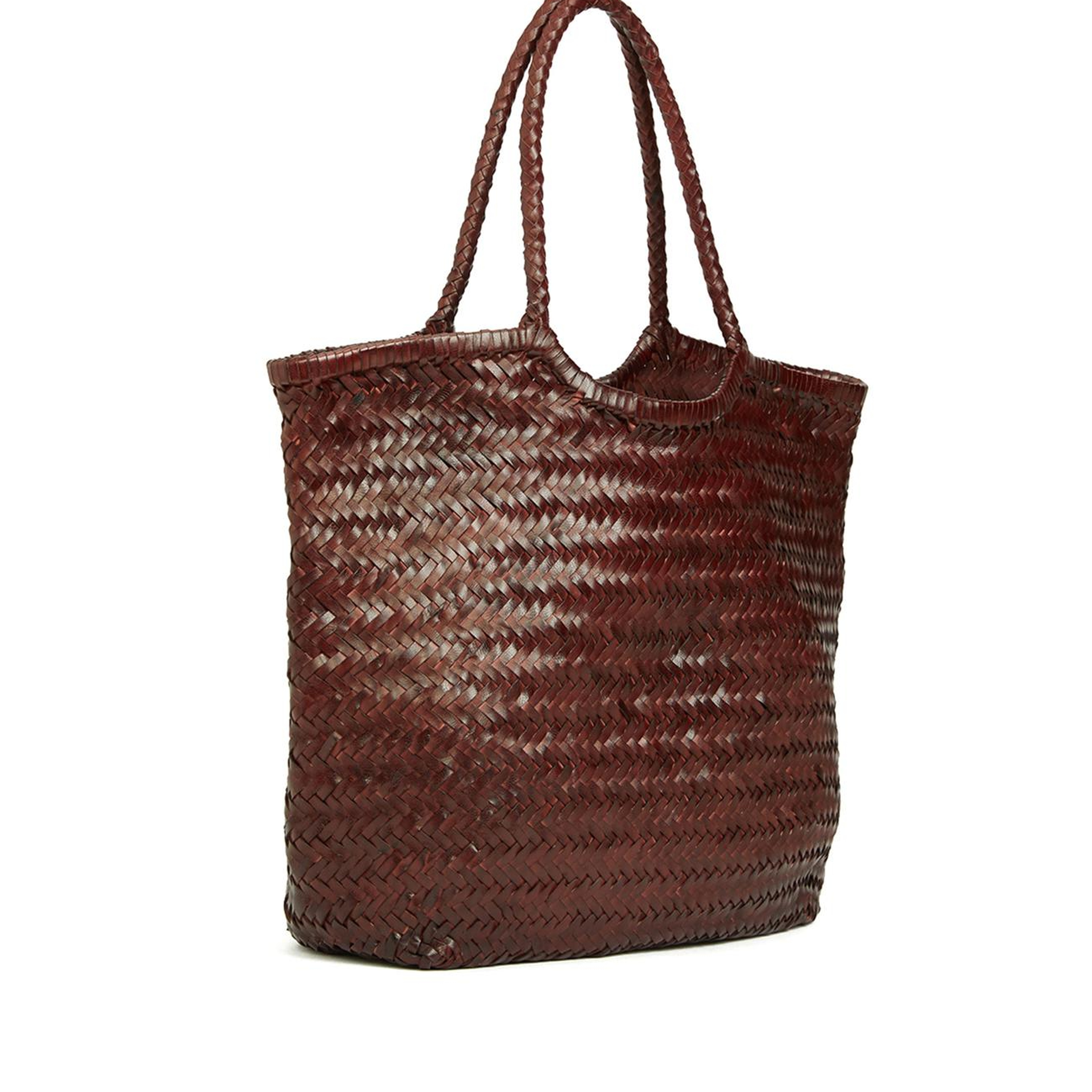 Network Kadın Bordo Örgü Deri Shopper Çanta