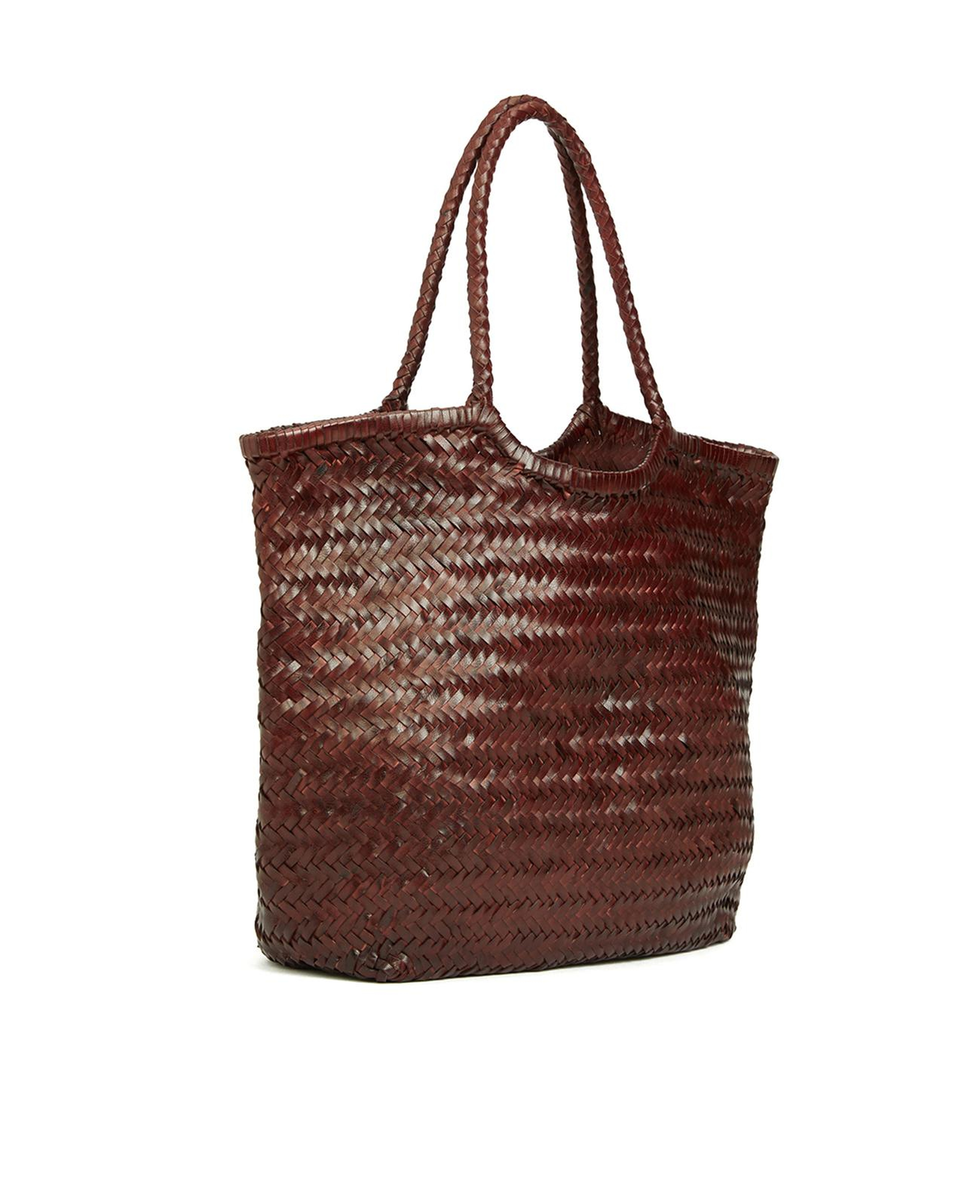 Network Kadın Bordo Örgü Deri Shopper Çanta