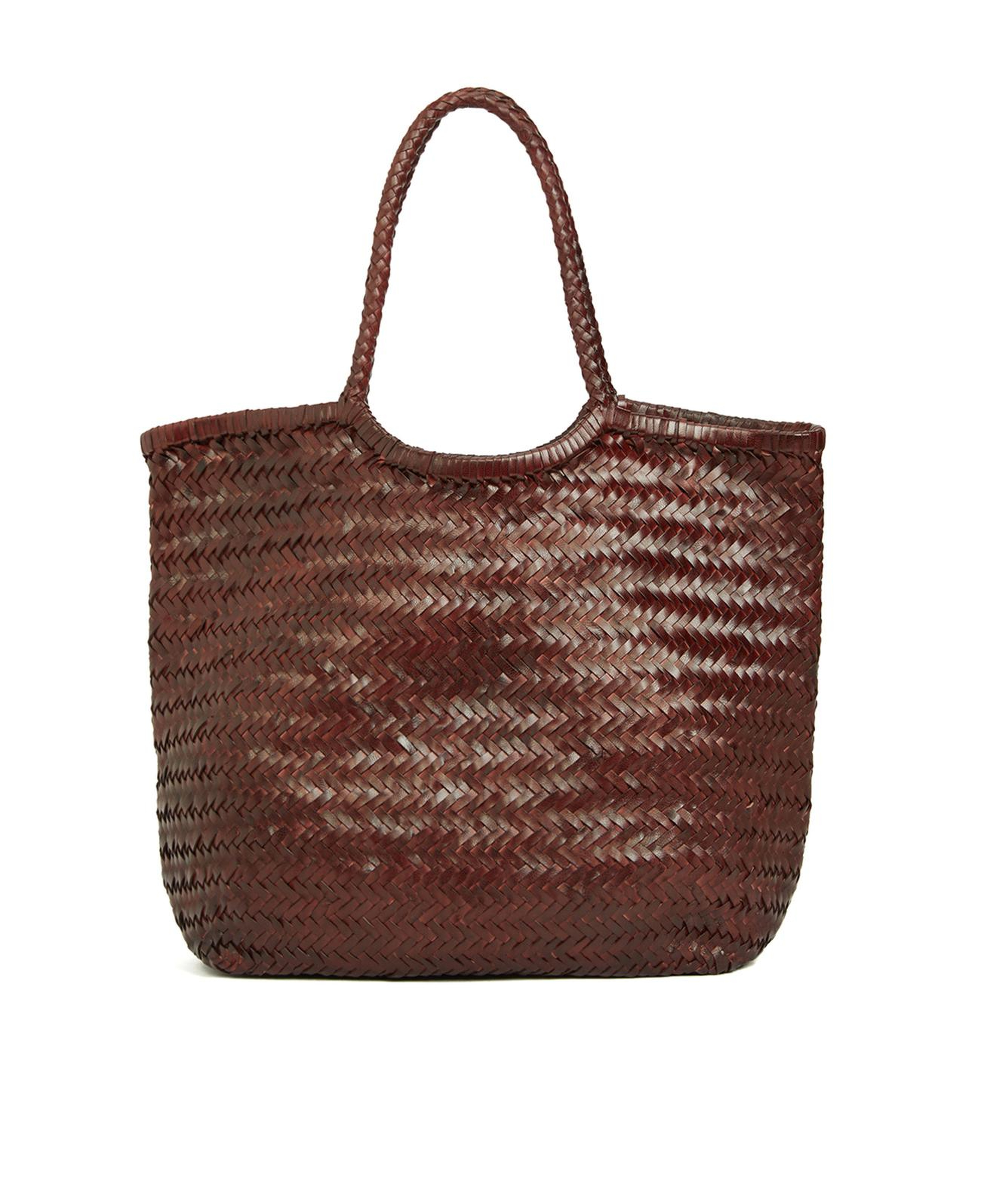 Network Kadın Bordo Örgü Deri Shopper Çanta