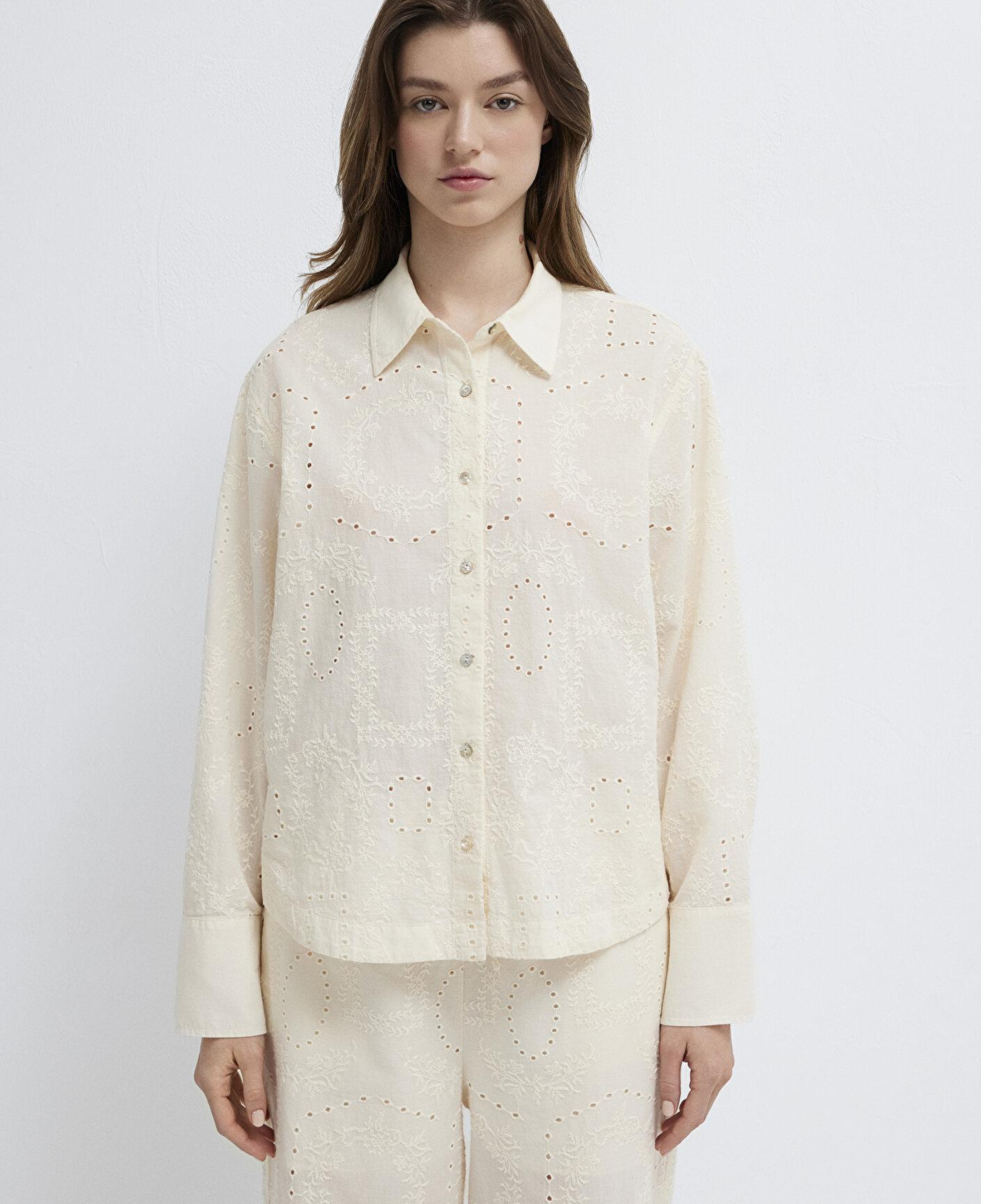 Mavi Ekru Gömlek Loose Fit / Bol Rahat Kesim 1211464-70060