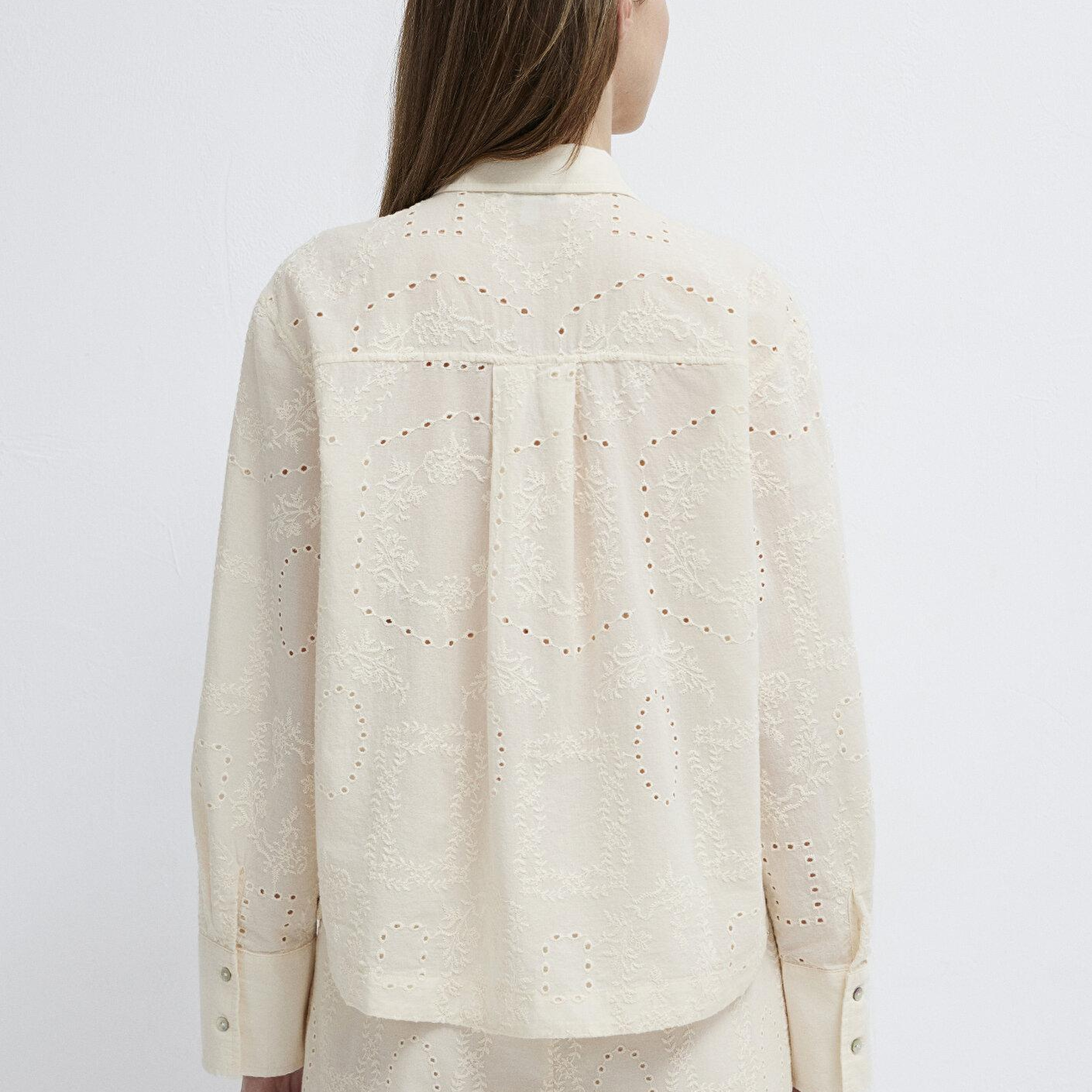 Mavi Ekru Gömlek Loose Fit / Bol Rahat Kesim 1211464-70060