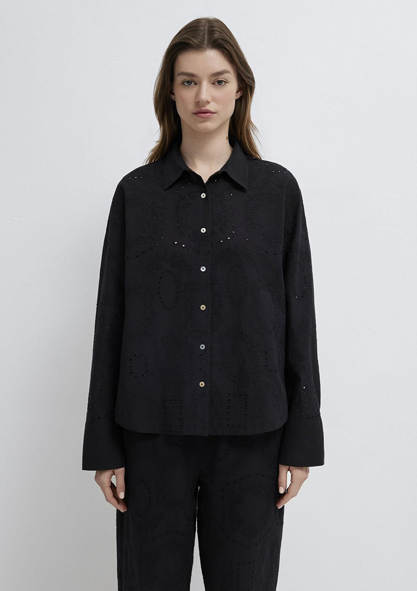 Mavi Siyah Gömlek Loose Fit / Bol Rahat Kesim 1211464-900