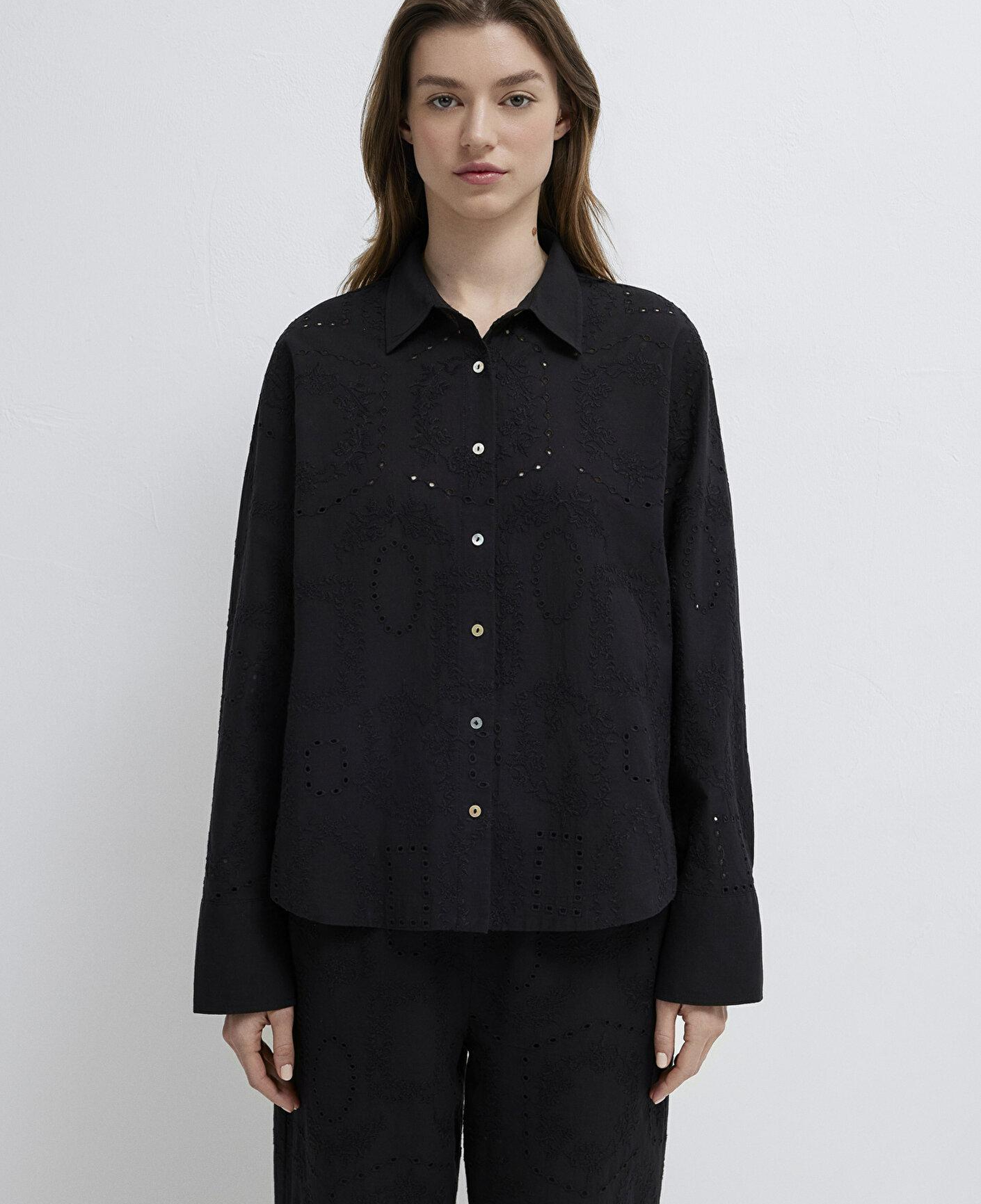 Mavi Siyah Gömlek Loose Fit / Bol Rahat Kesim 1211464-900