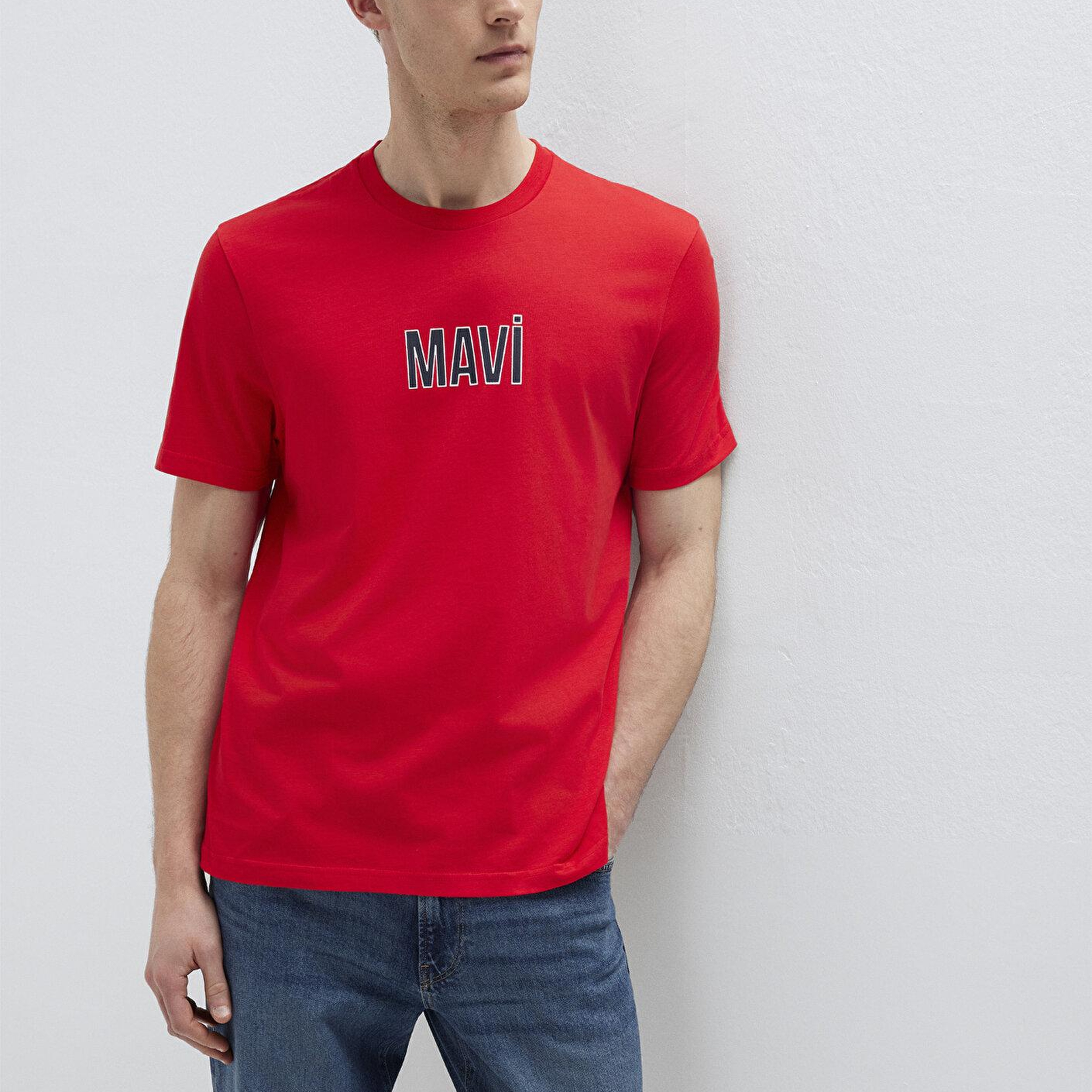 Mavi Mavi Logo Baskılı Kırmızı Tişört Regular Fit / Normal Kesim 0613186-70467