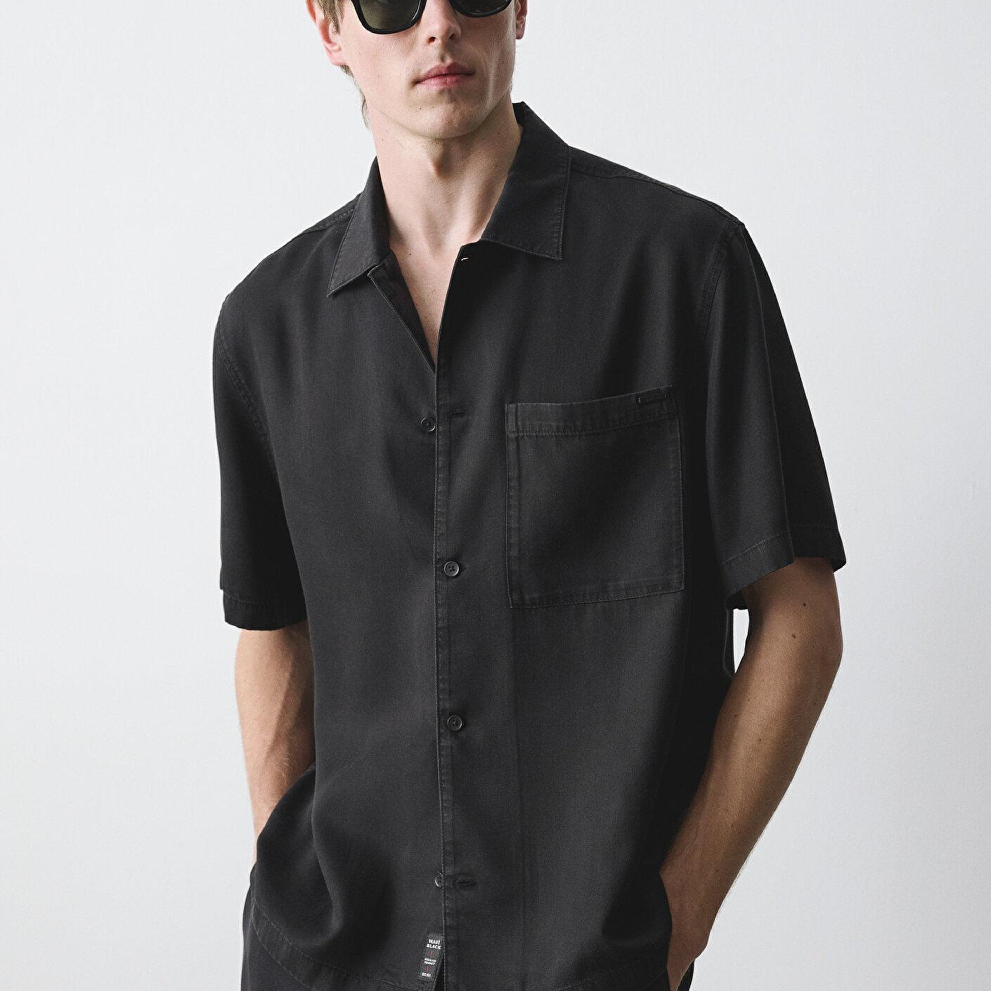 Mavi Siyah Liyosel (Tencel™) Gömlek Regular Fit / Normal Kesim 0211985-900