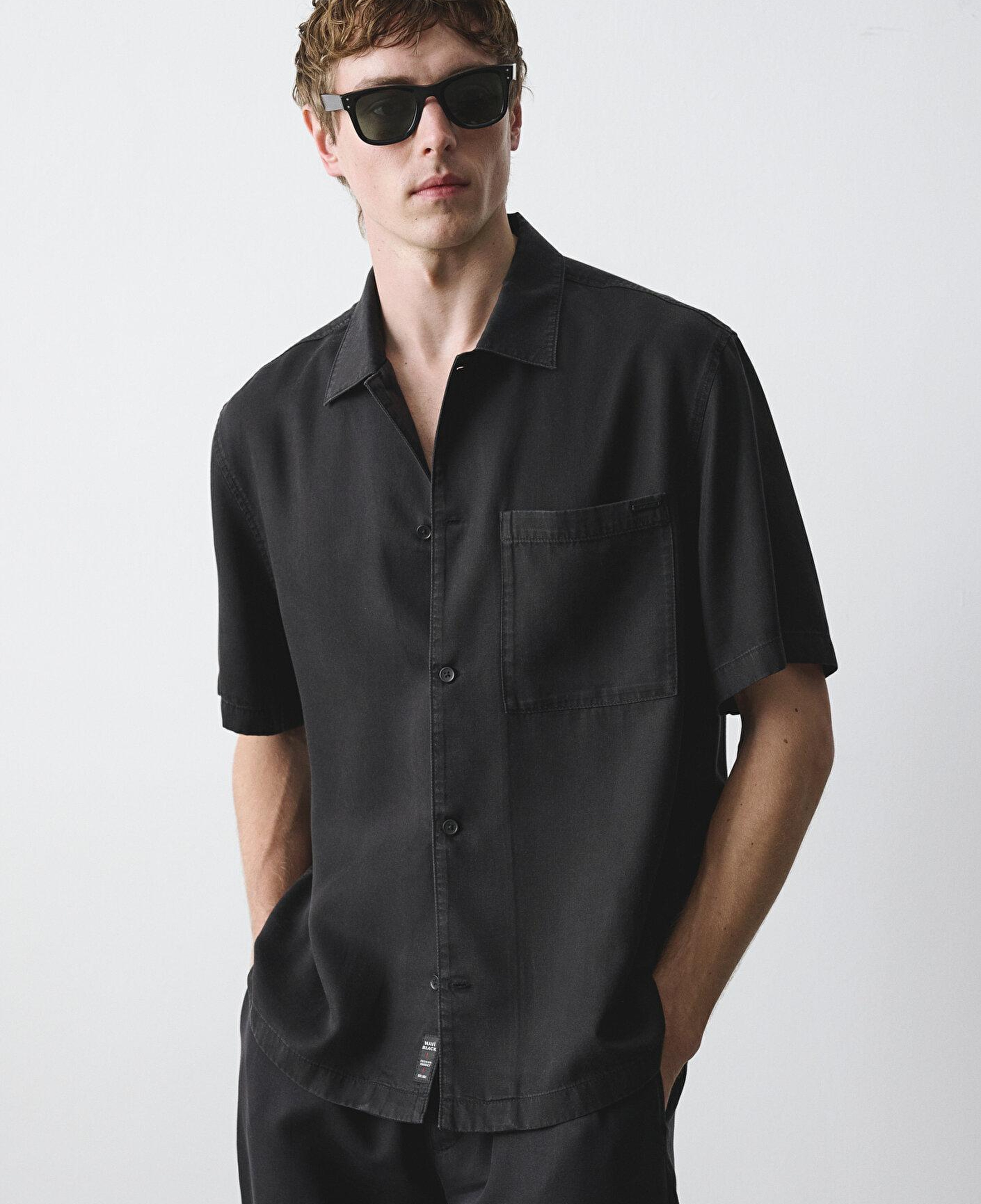 Mavi Siyah Liyosel (Tencel™) Gömlek Regular Fit / Normal Kesim 0211985-900