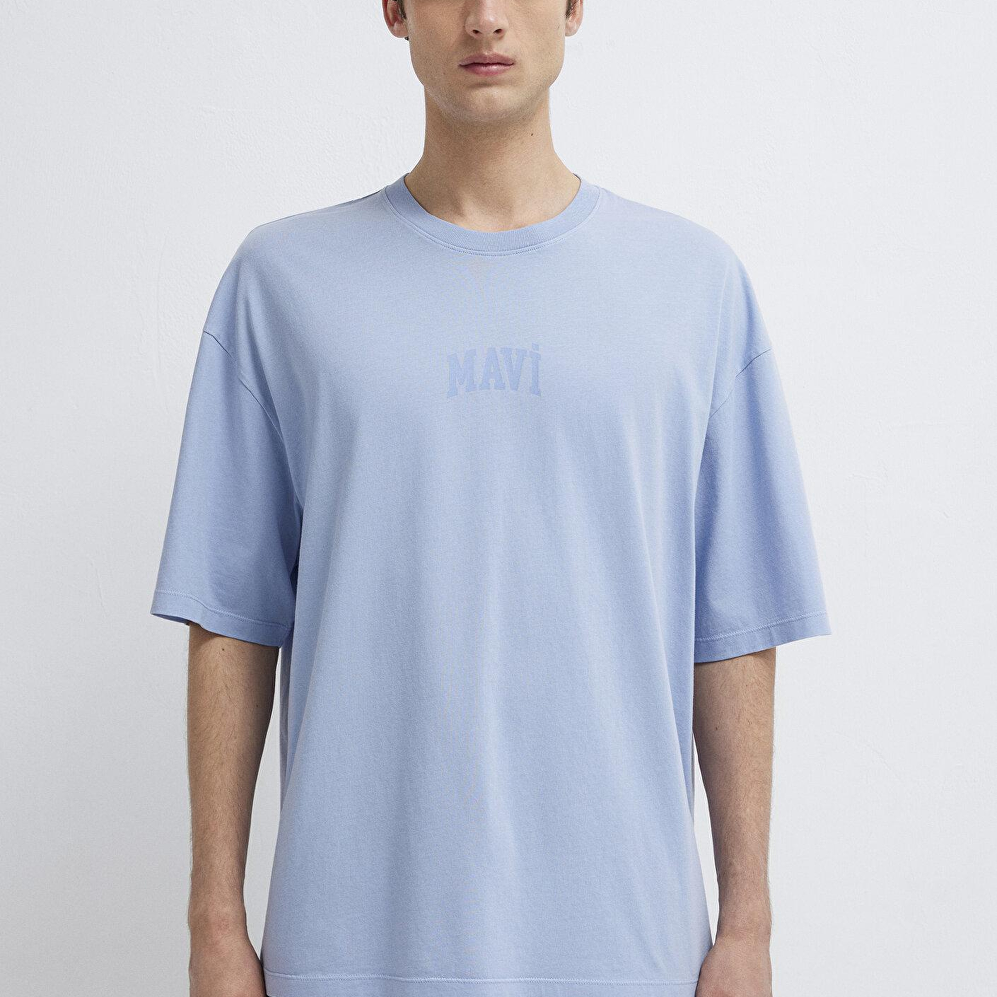 Mavi Mavi Logo Baskılı Mavi Tişört Oversize / Geniş Kesim 0613573-70813