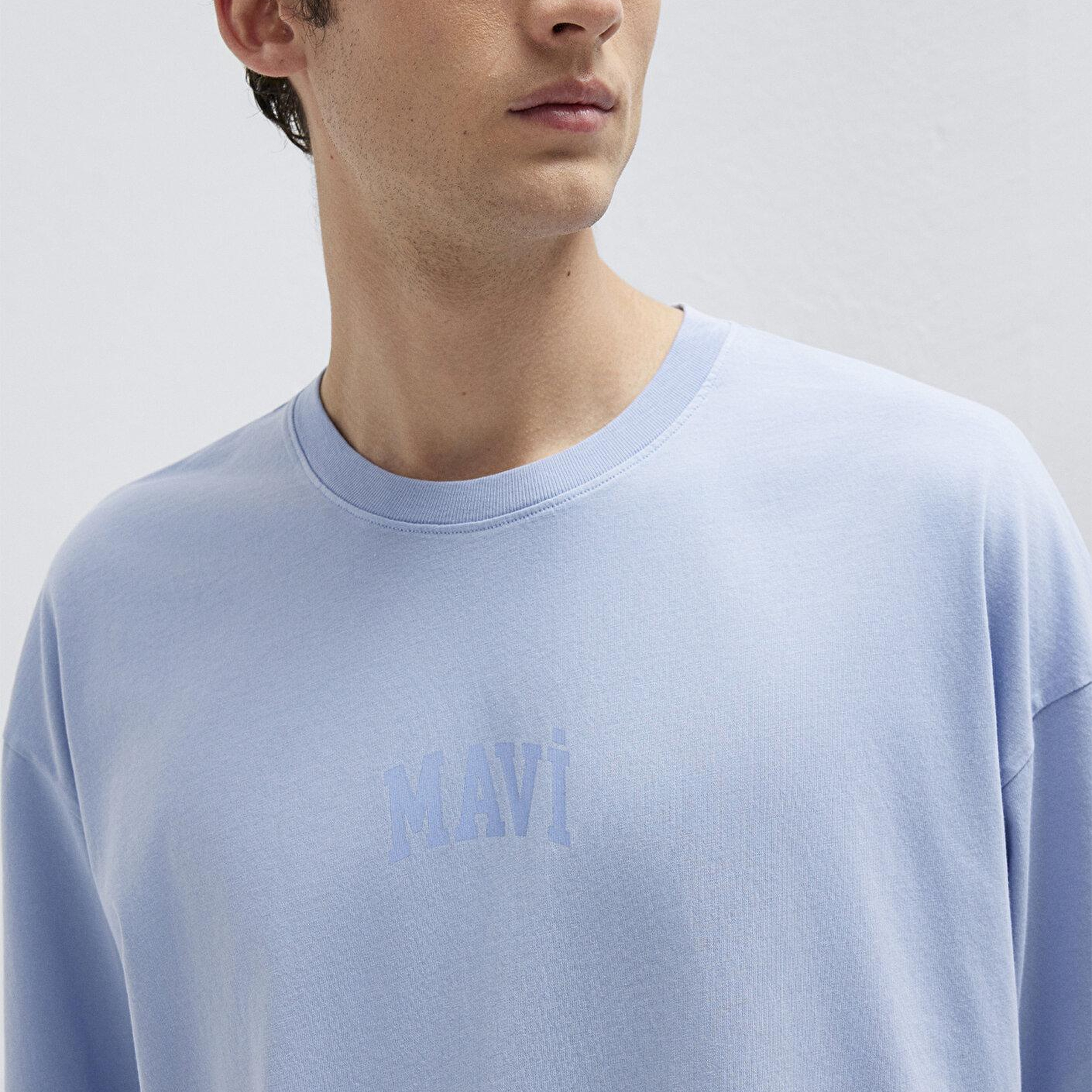 Mavi Mavi Logo Baskılı Mavi Tişört Oversize / Geniş Kesim 0613573-70813