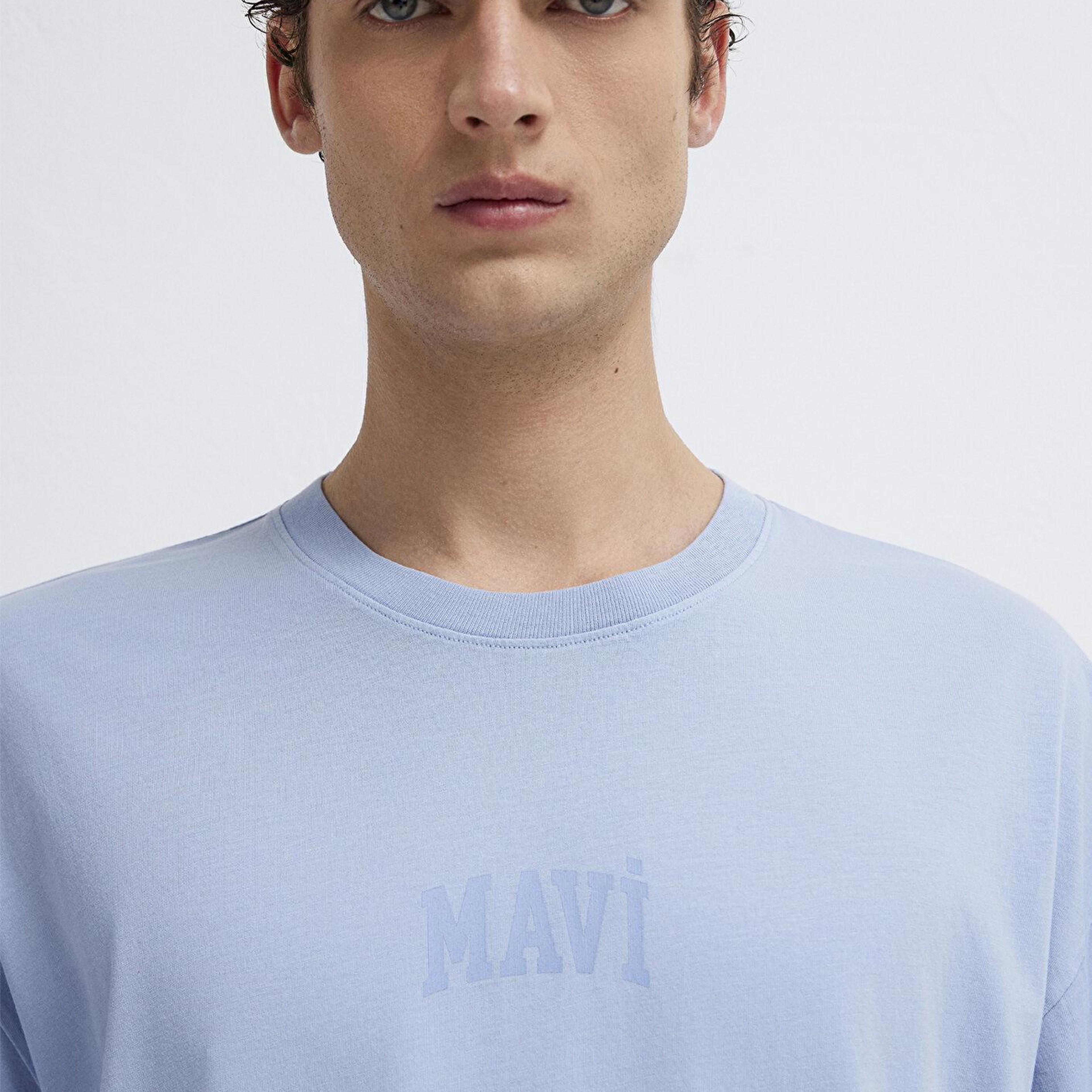 Mavi Mavi Logo Baskılı Mavi Tişört Oversize / Geniş Kesim 0613573-70813