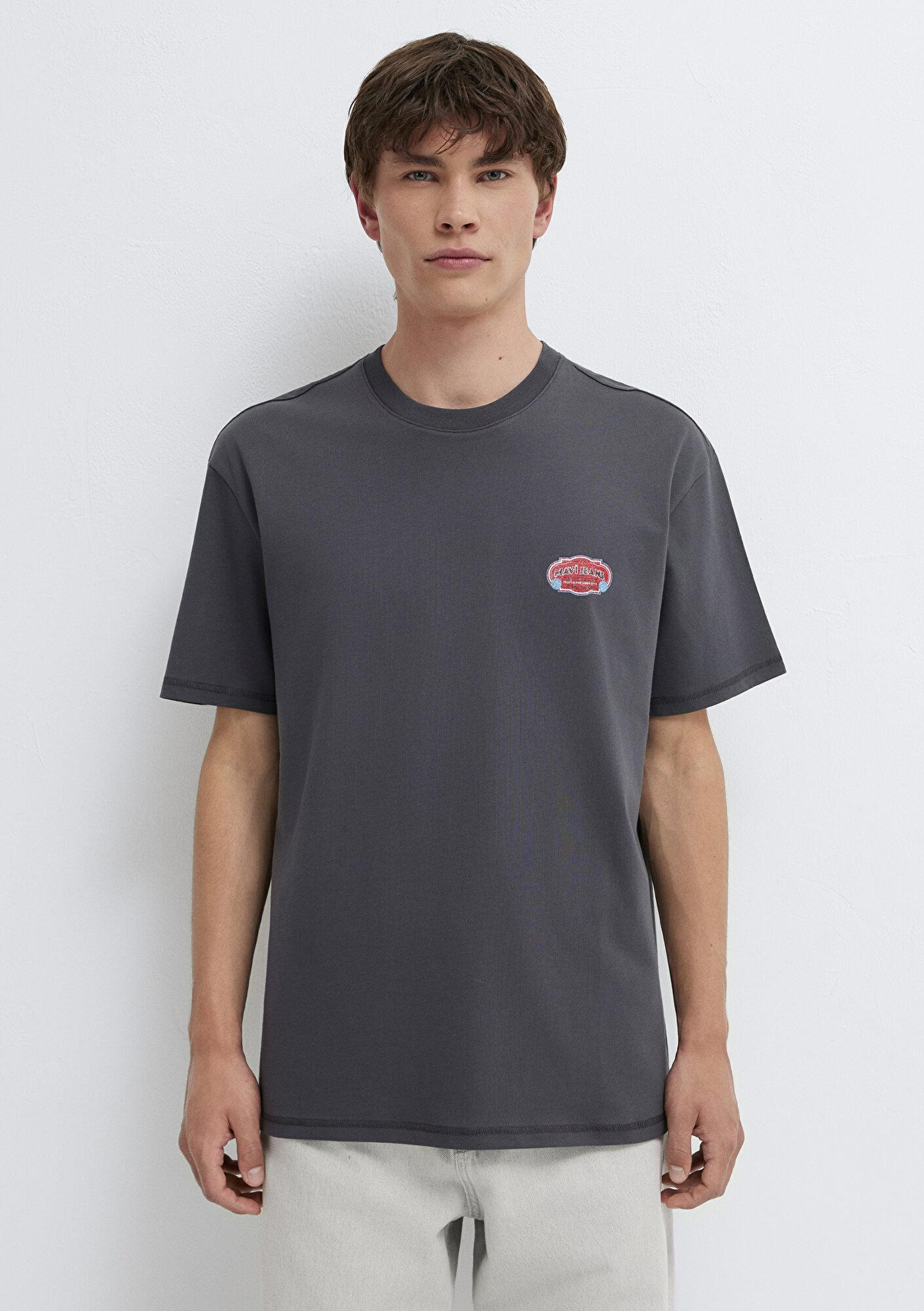 Mavi Siyah Tişört Loose Fit / Bol Rahat Kesim 0613598-89100