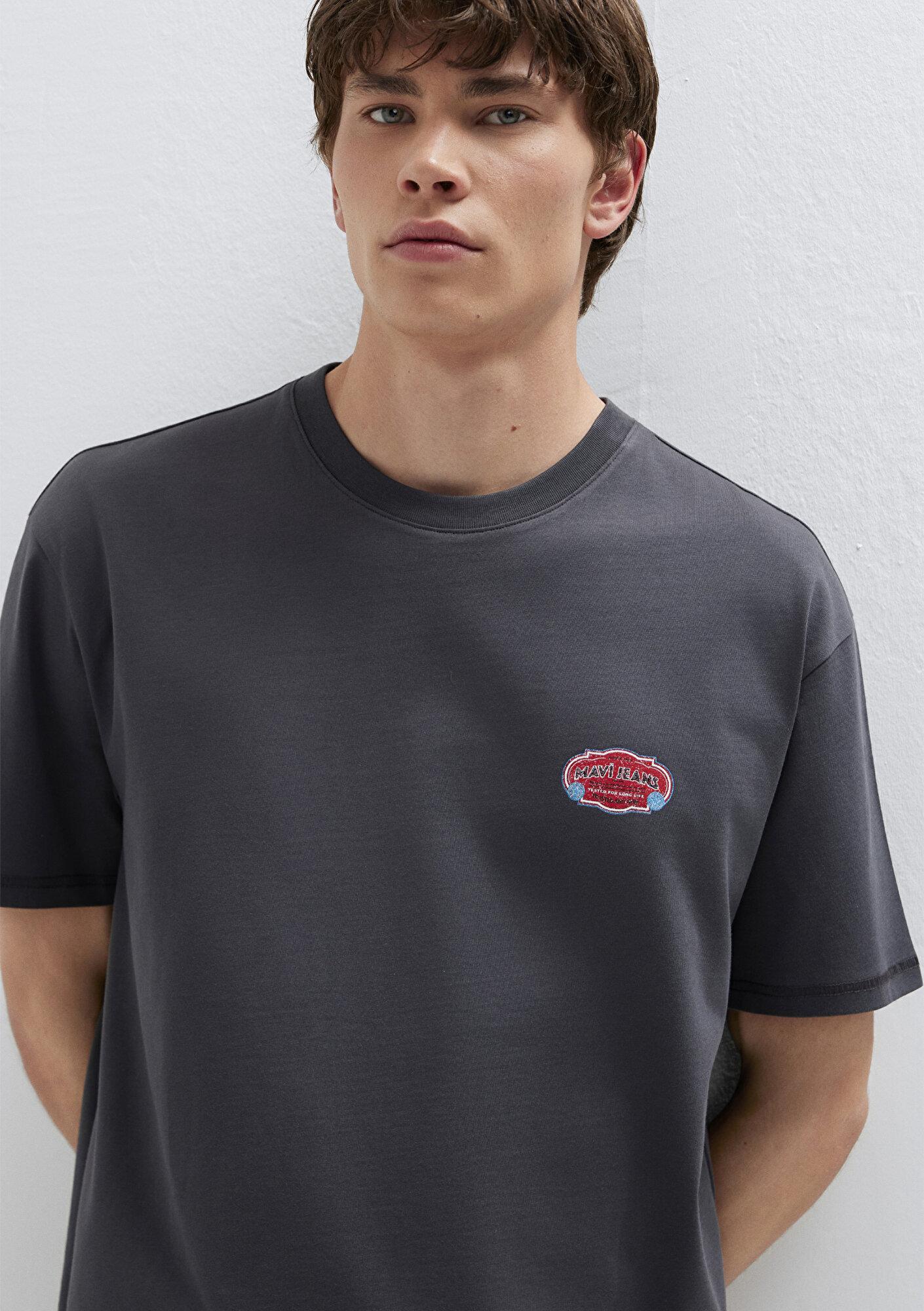 Mavi Siyah Tişört Loose Fit / Bol Rahat Kesim 0613598-89100