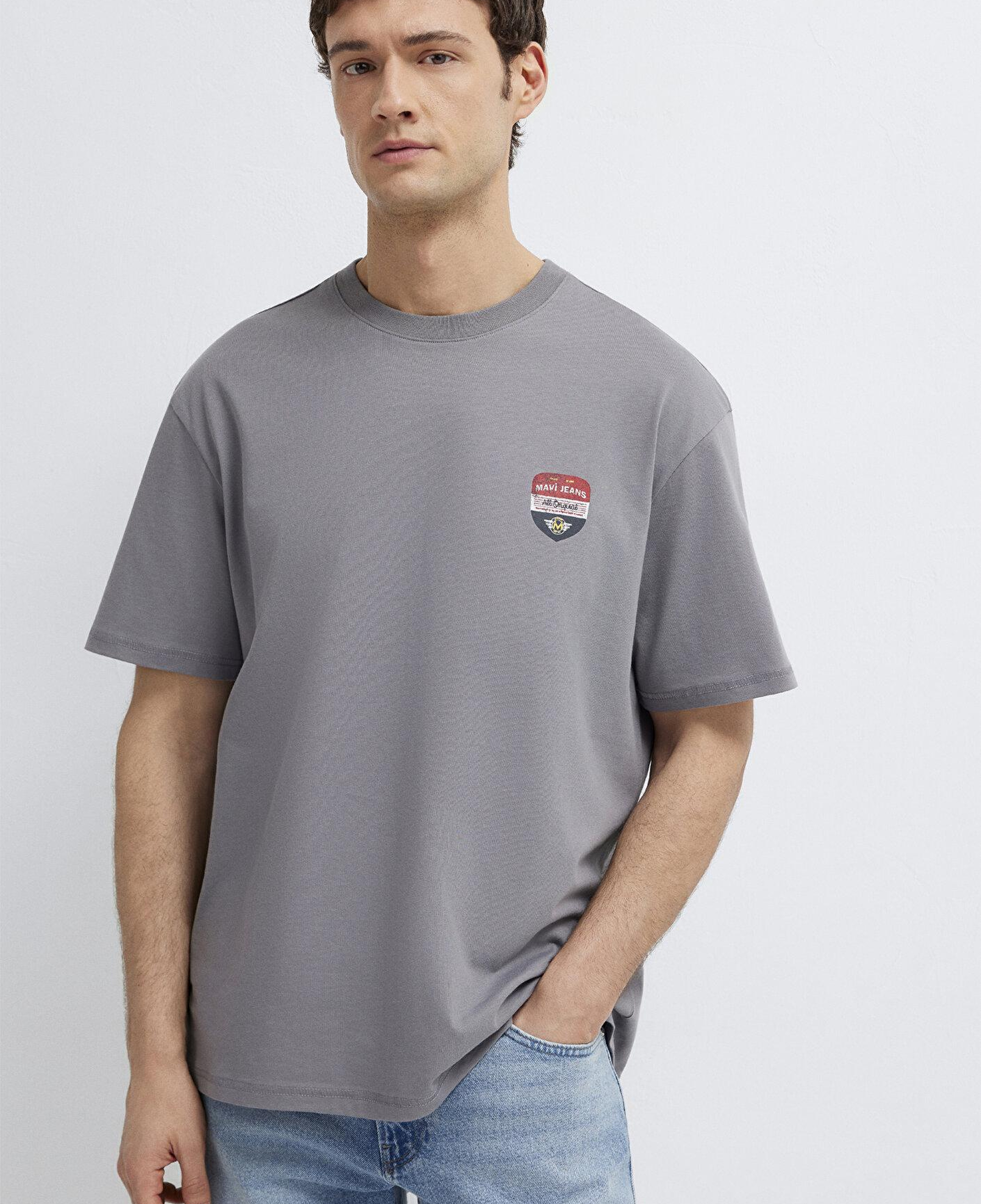 Mavi Mavi Jeans Baskılı Gri Tişört Loose Fit / Bol Rahat Kesim 0613599-85550