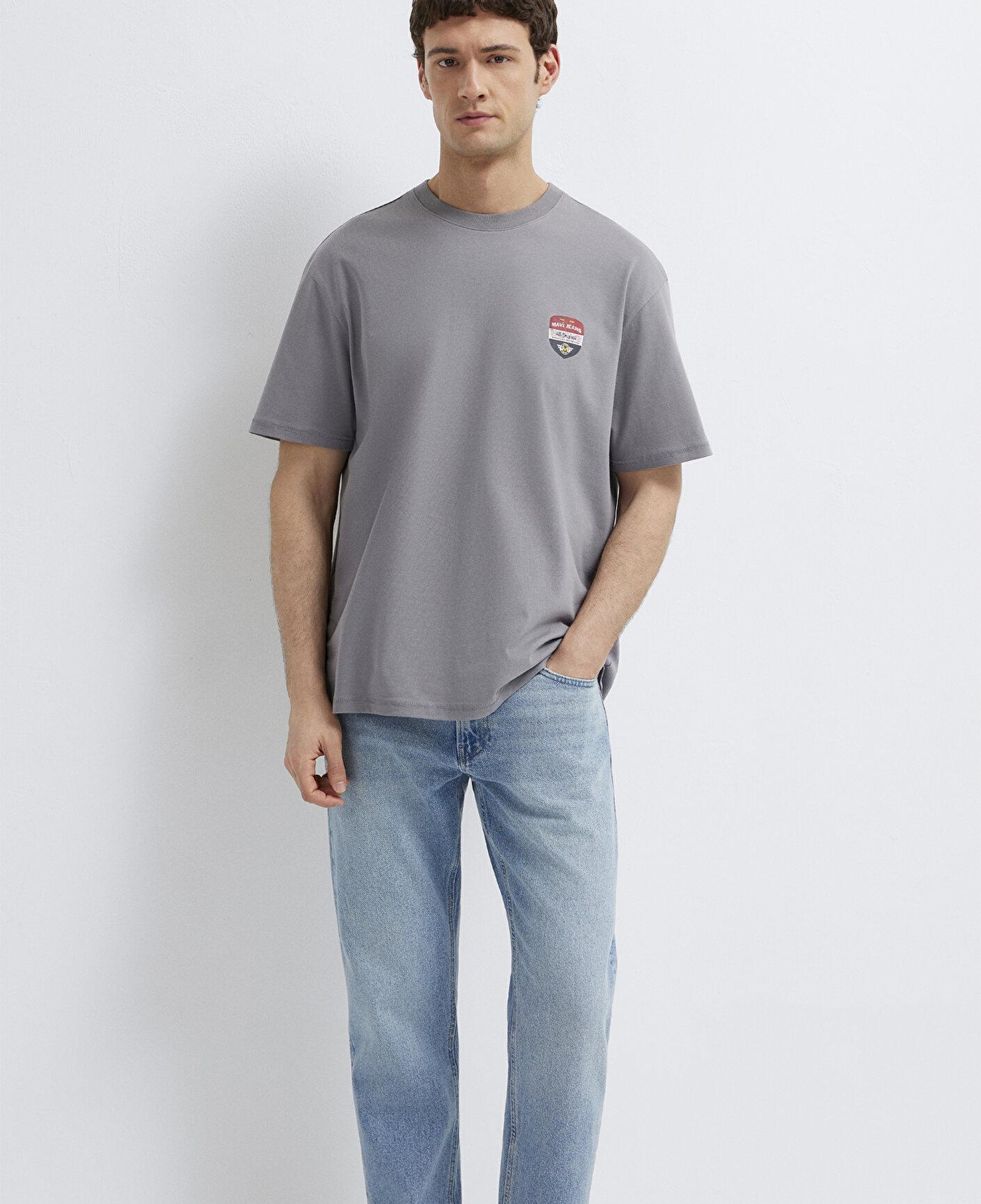 Mavi Mavi Jeans Baskılı Gri Tişört Loose Fit / Bol Rahat Kesim 0613599-85550