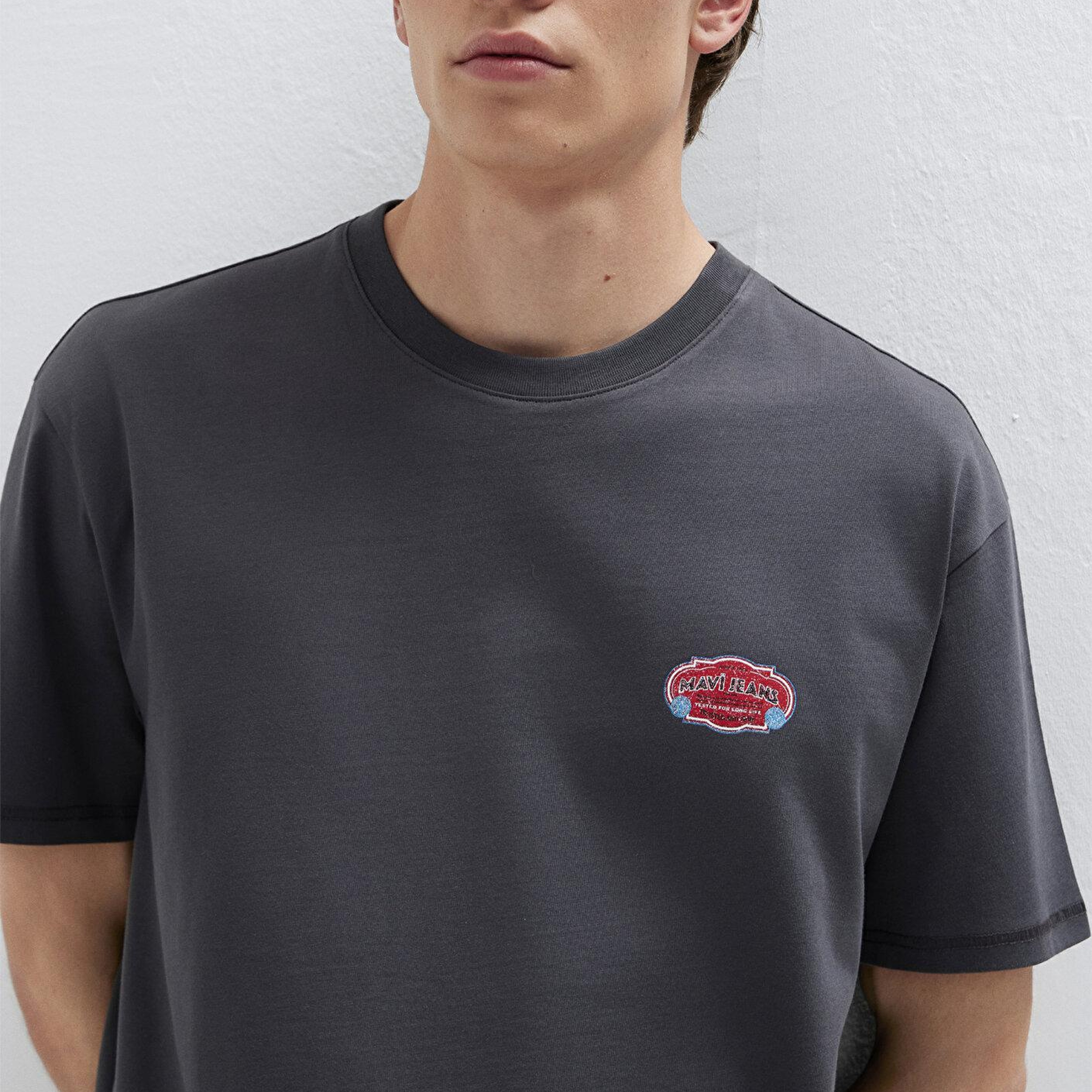Mavi Siyah Tişört Loose Fit / Bol Rahat Kesim 0613598-89100