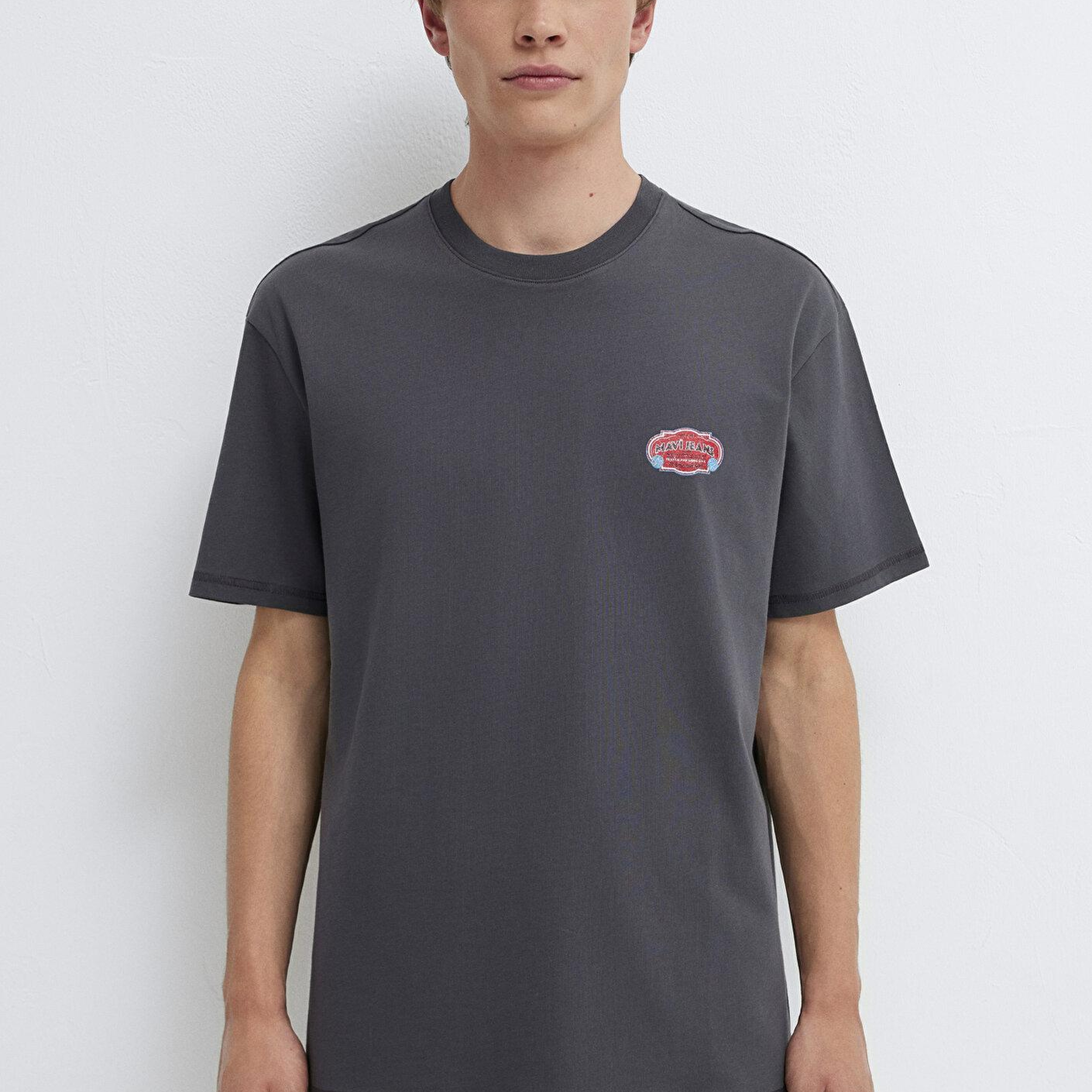 Mavi Siyah Tişört Loose Fit / Bol Rahat Kesim 0613598-89100