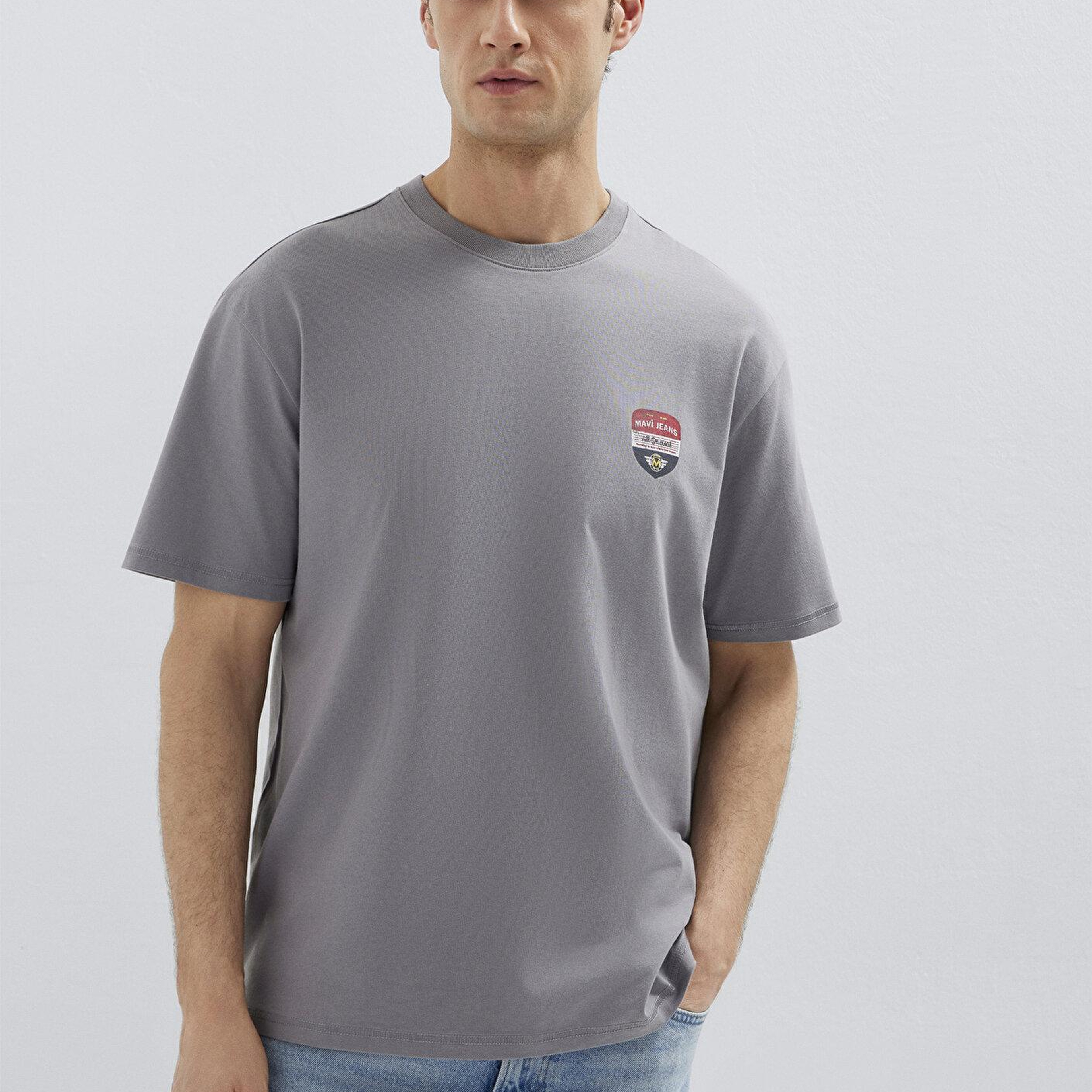 Mavi Mavi Jeans Baskılı Gri Tişört Loose Fit / Bol Rahat Kesim 0613599-85550