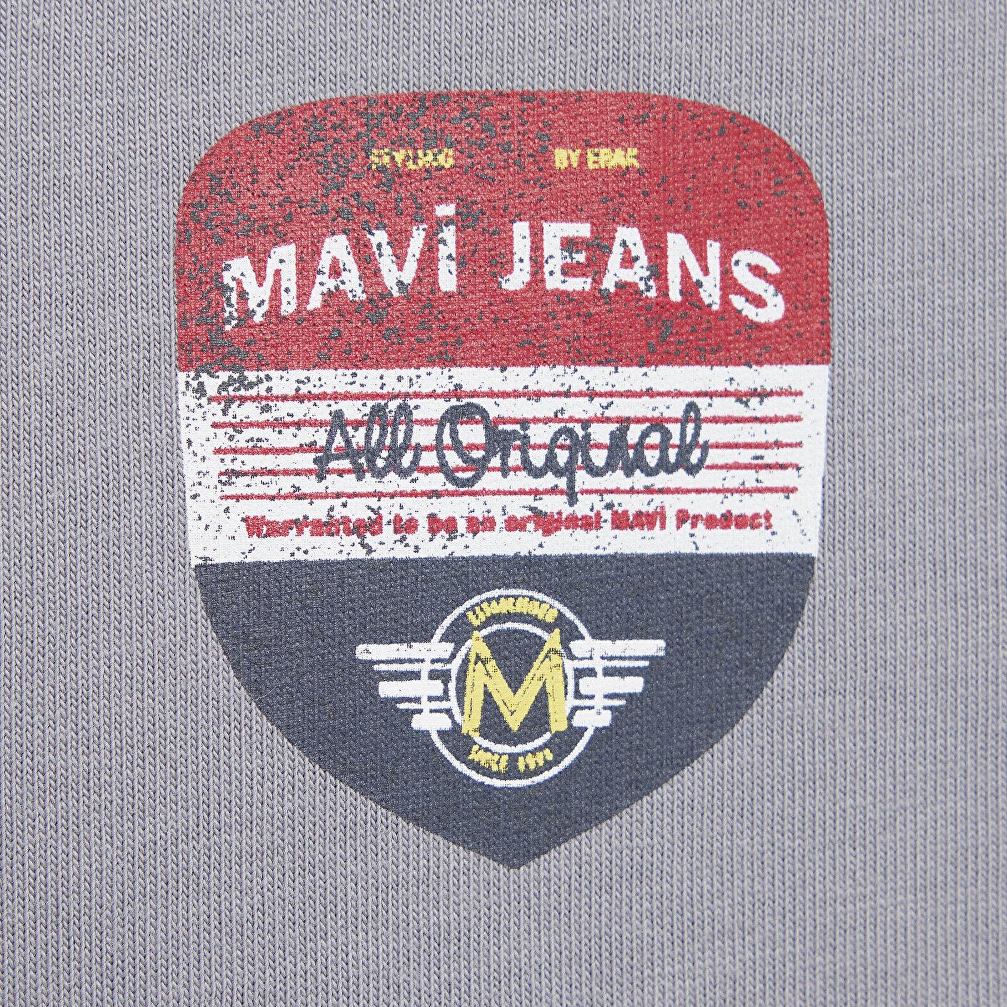 Mavi Mavi Jeans Baskılı Gri Tişört Loose Fit / Bol Rahat Kesim 0613599-85550