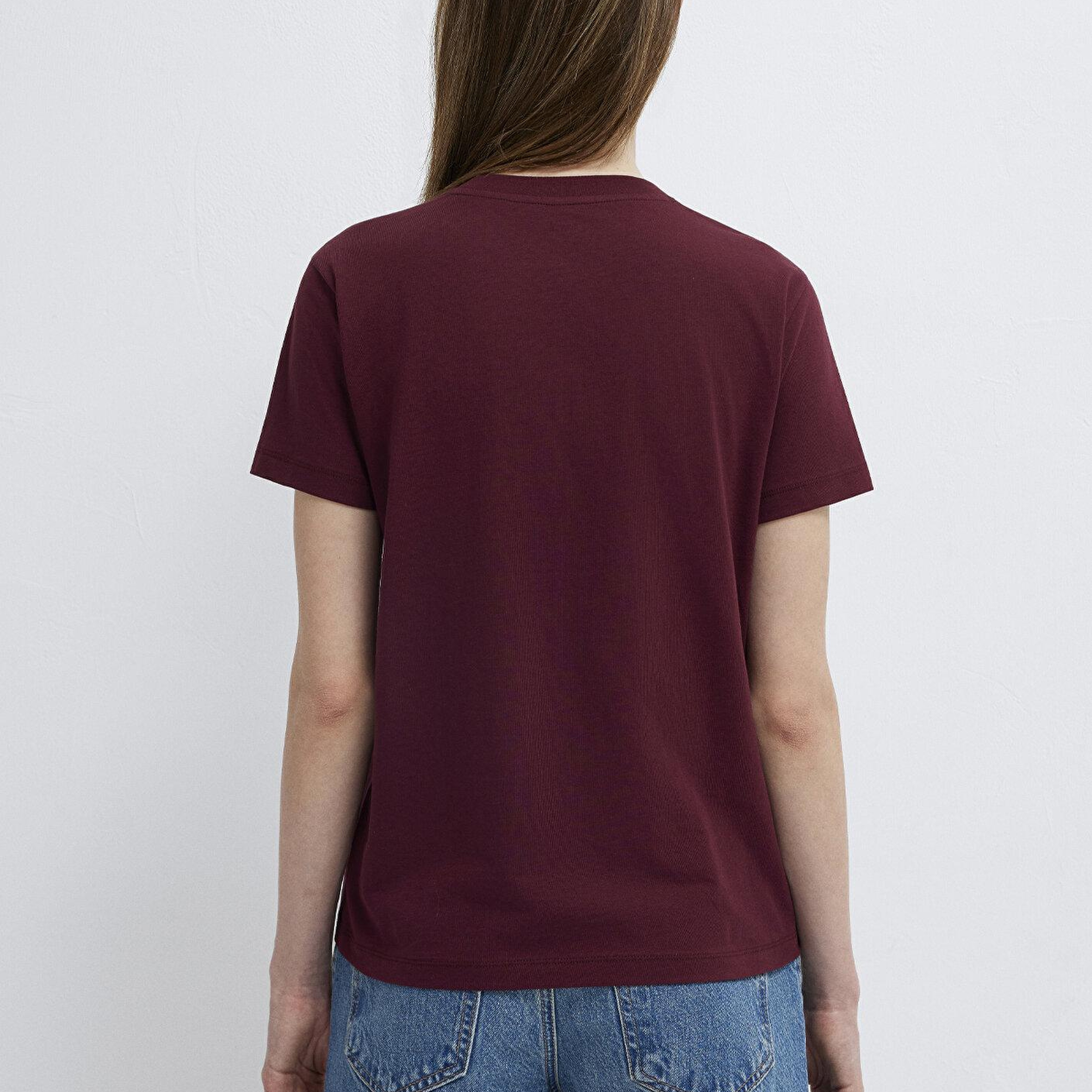 Mavi Bordo Tişört Semi Slim Fit / Yarı Dar Kesim 1614249-70422