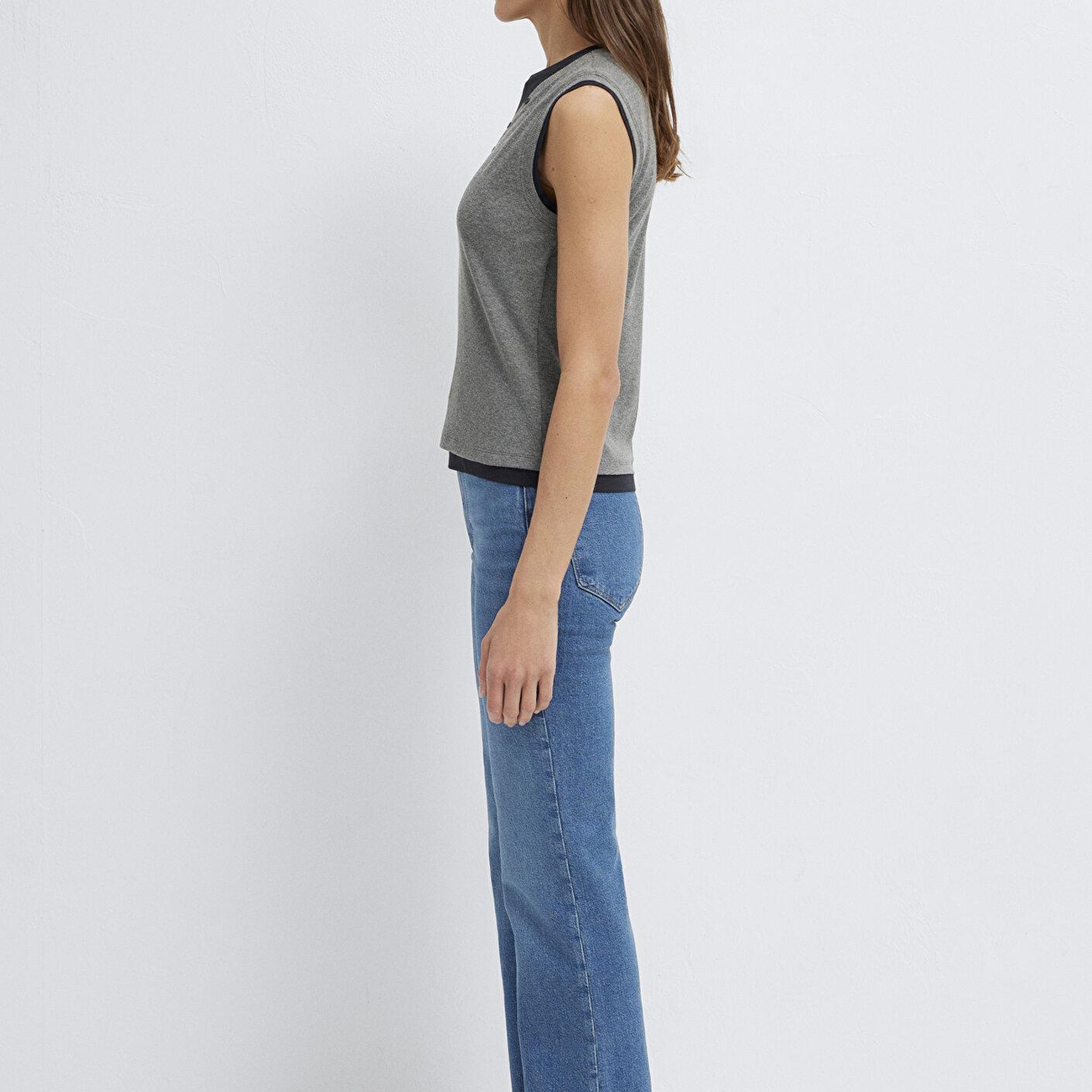 Mavi Gri Tişört Slim Fit / Dar Kesim 1614116-80024