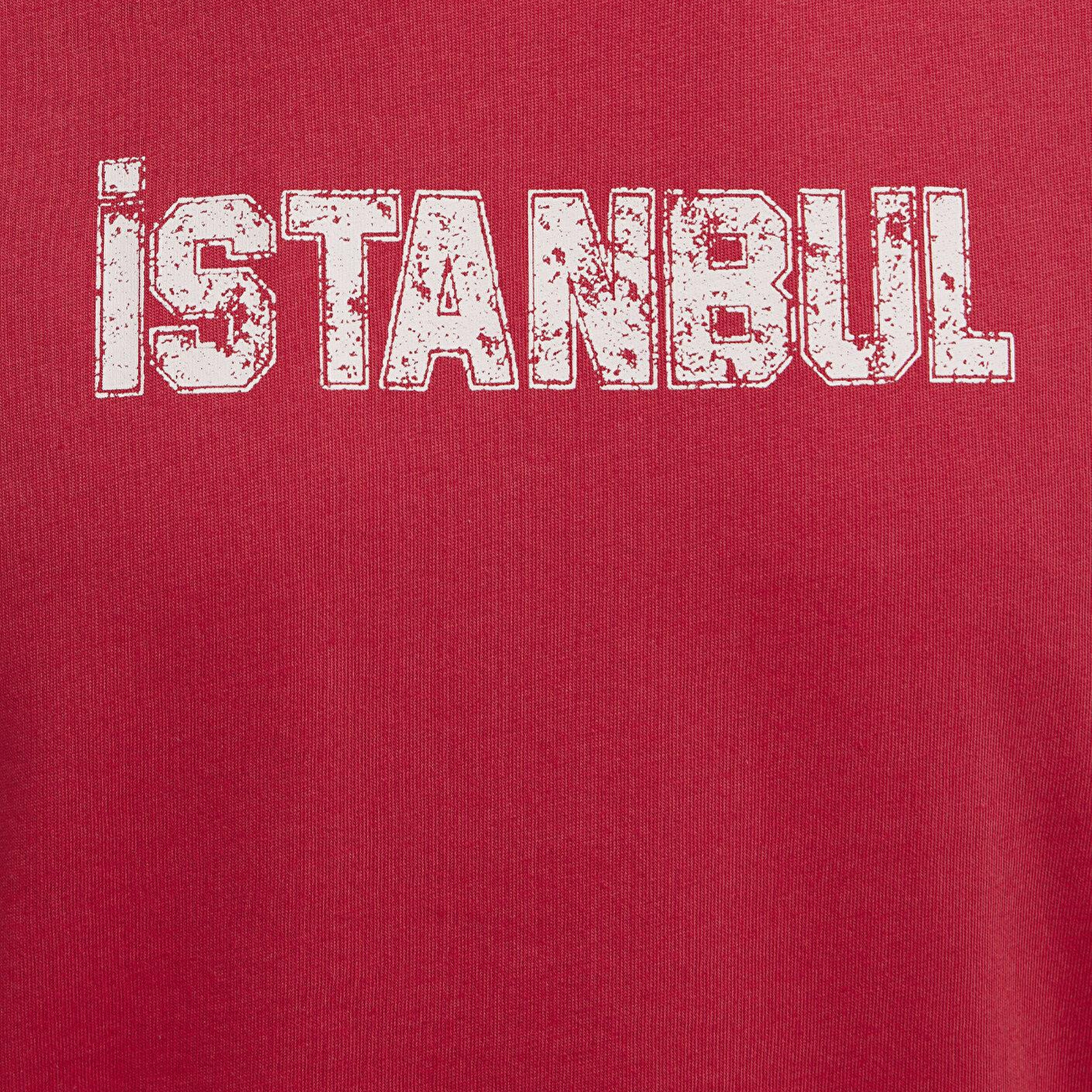 Mavi İstanbul Baskılı Kırmızı Tişört Loose Fit / Bol Rahat Kesim 0613593-70428