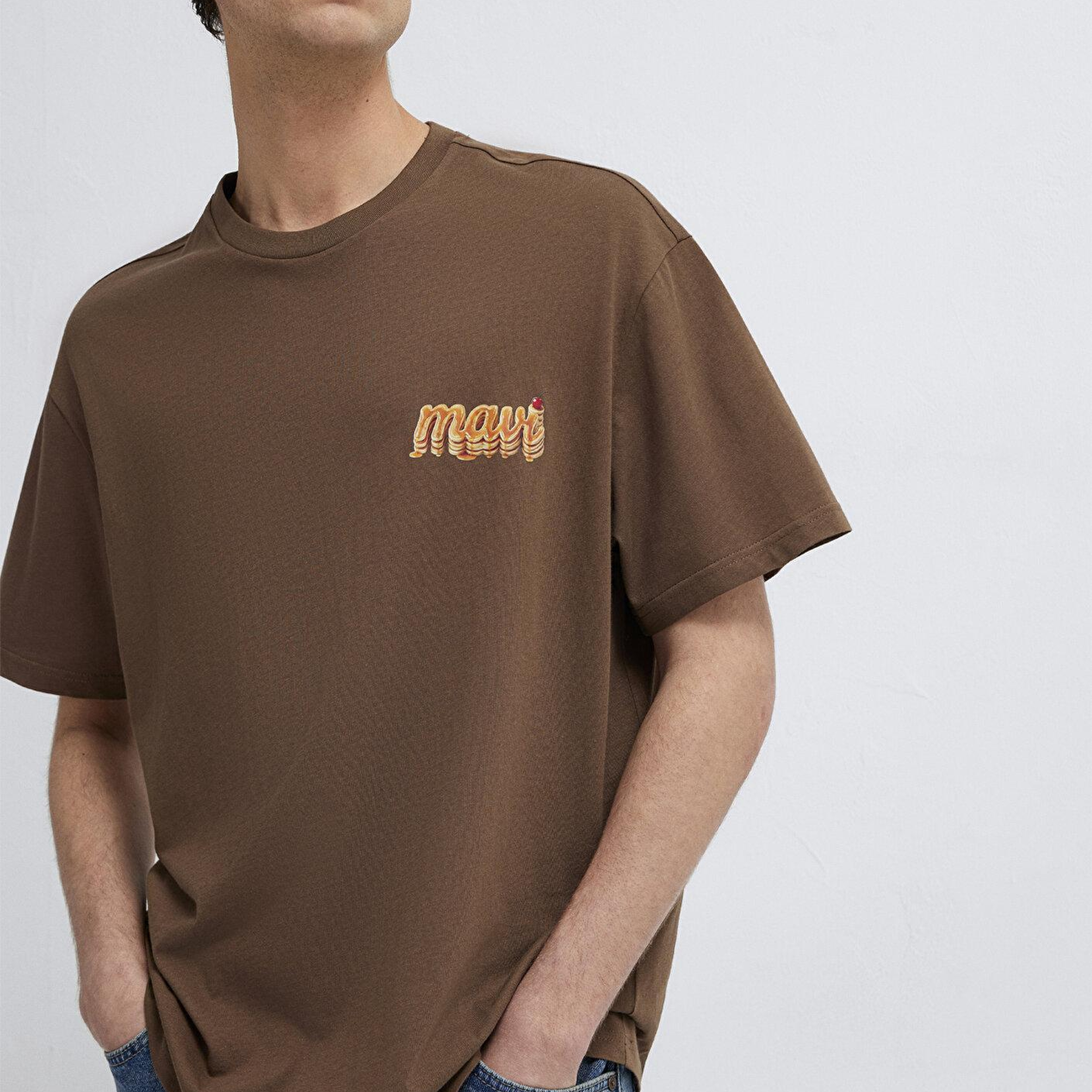 Mavi Mavi Baskılı Kahverengi Tişört Loose Fit / Bol Rahat Kesim 0613655-70239