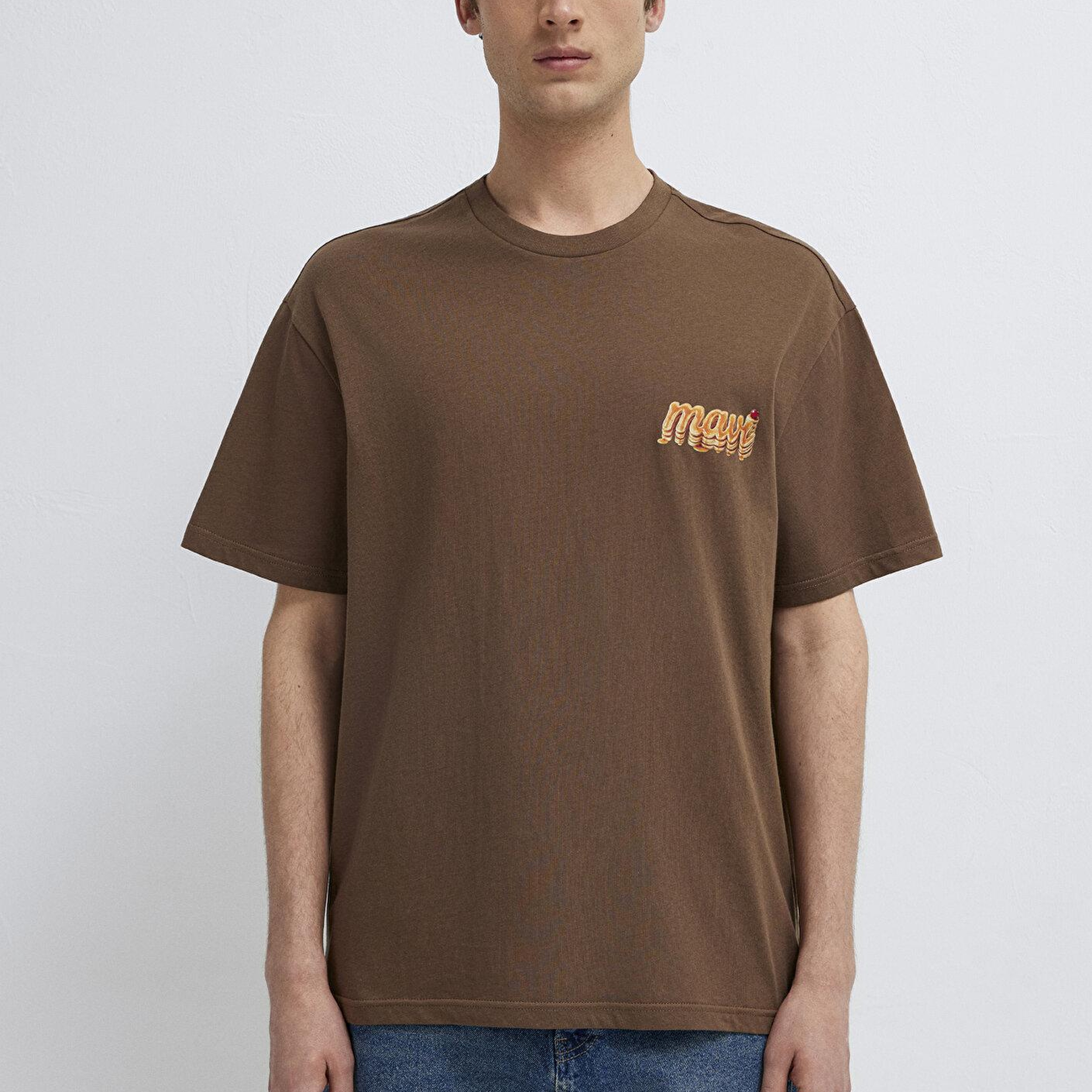 Mavi Mavi Baskılı Kahverengi Tişört Loose Fit / Bol Rahat Kesim 0613655-70239