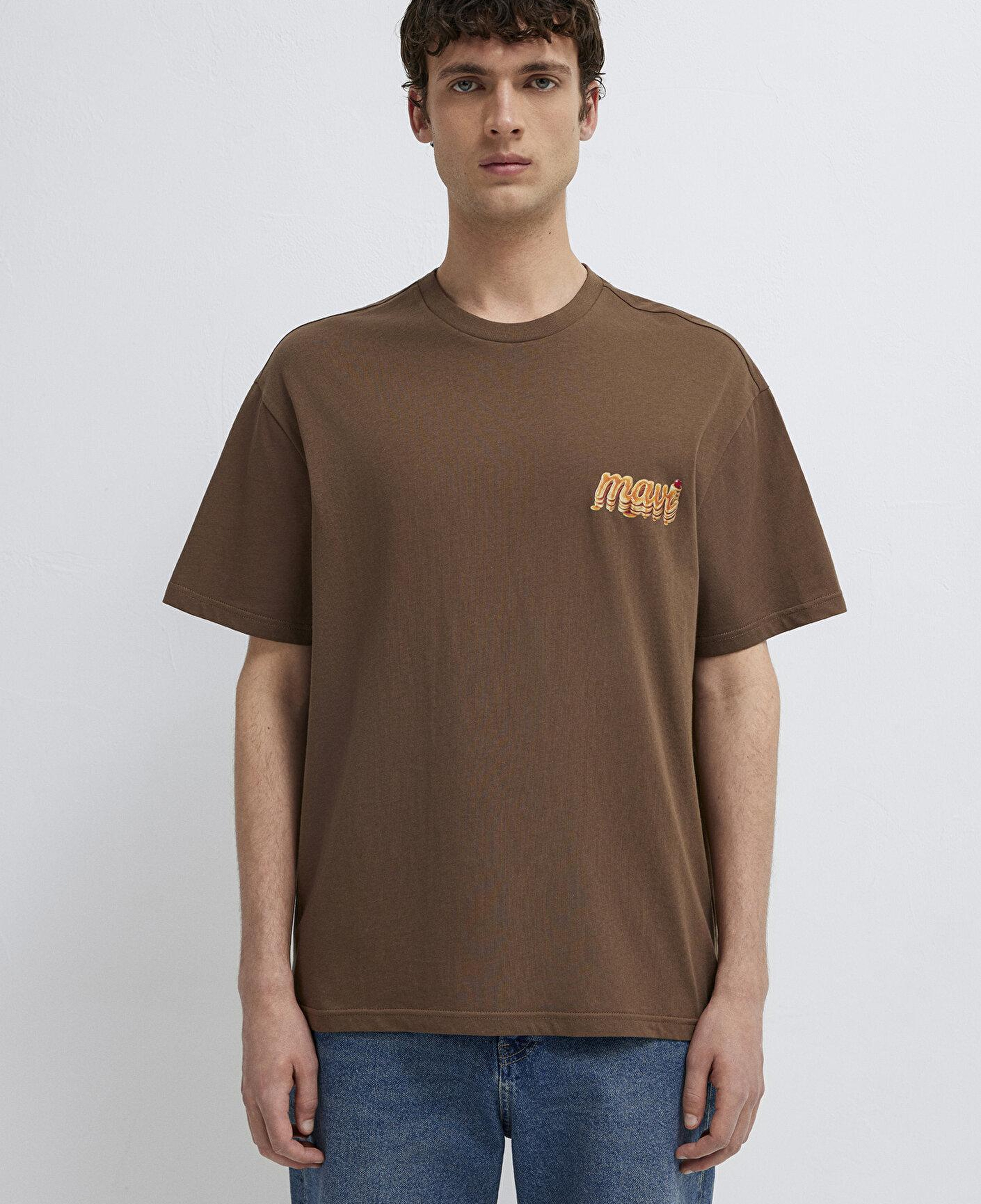 Mavi Mavi Baskılı Kahverengi Tişört Loose Fit / Bol Rahat Kesim 0613655-70239