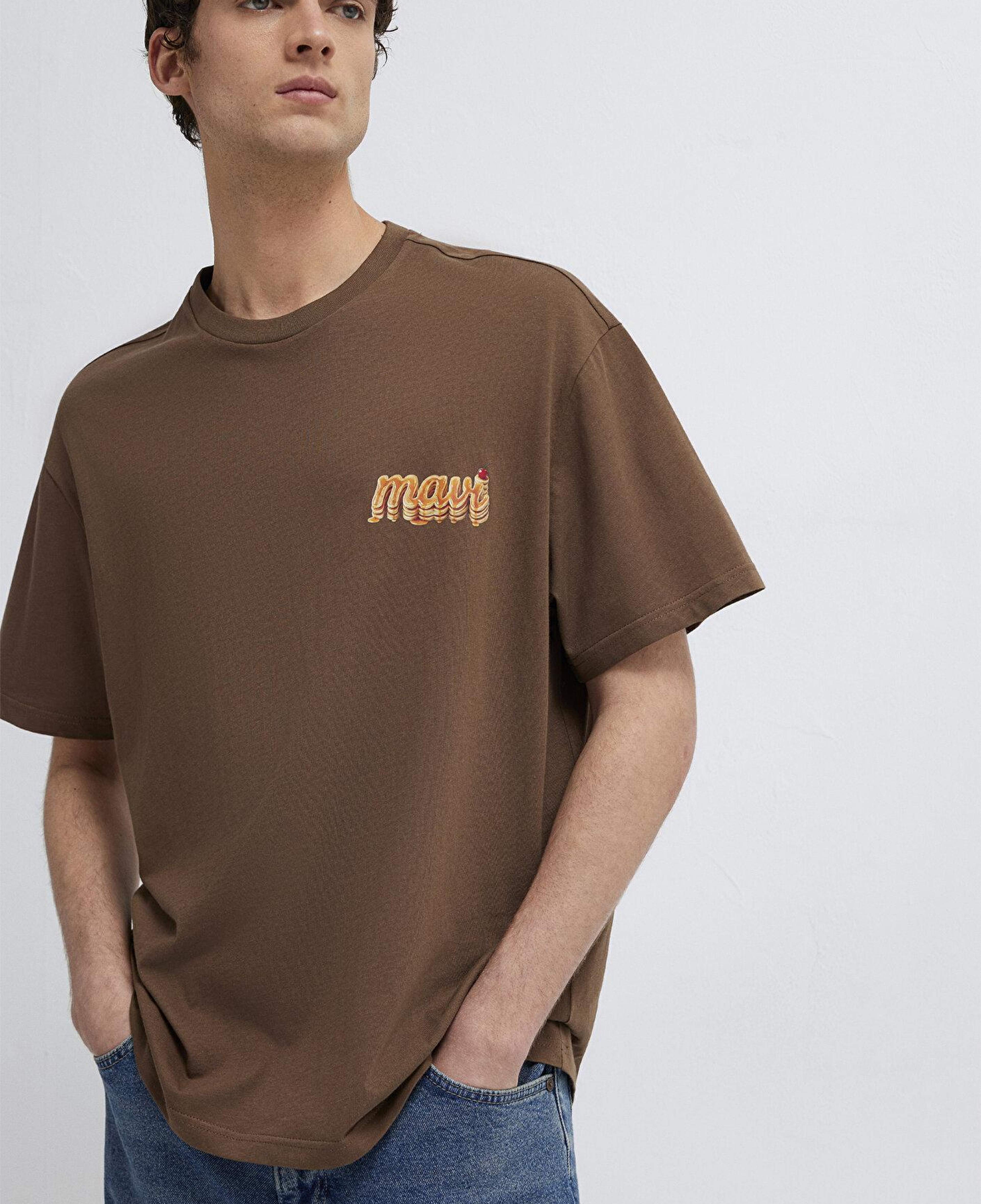 Mavi Mavi Baskılı Kahverengi Tişört Loose Fit / Bol Rahat Kesim 0613655-70239
