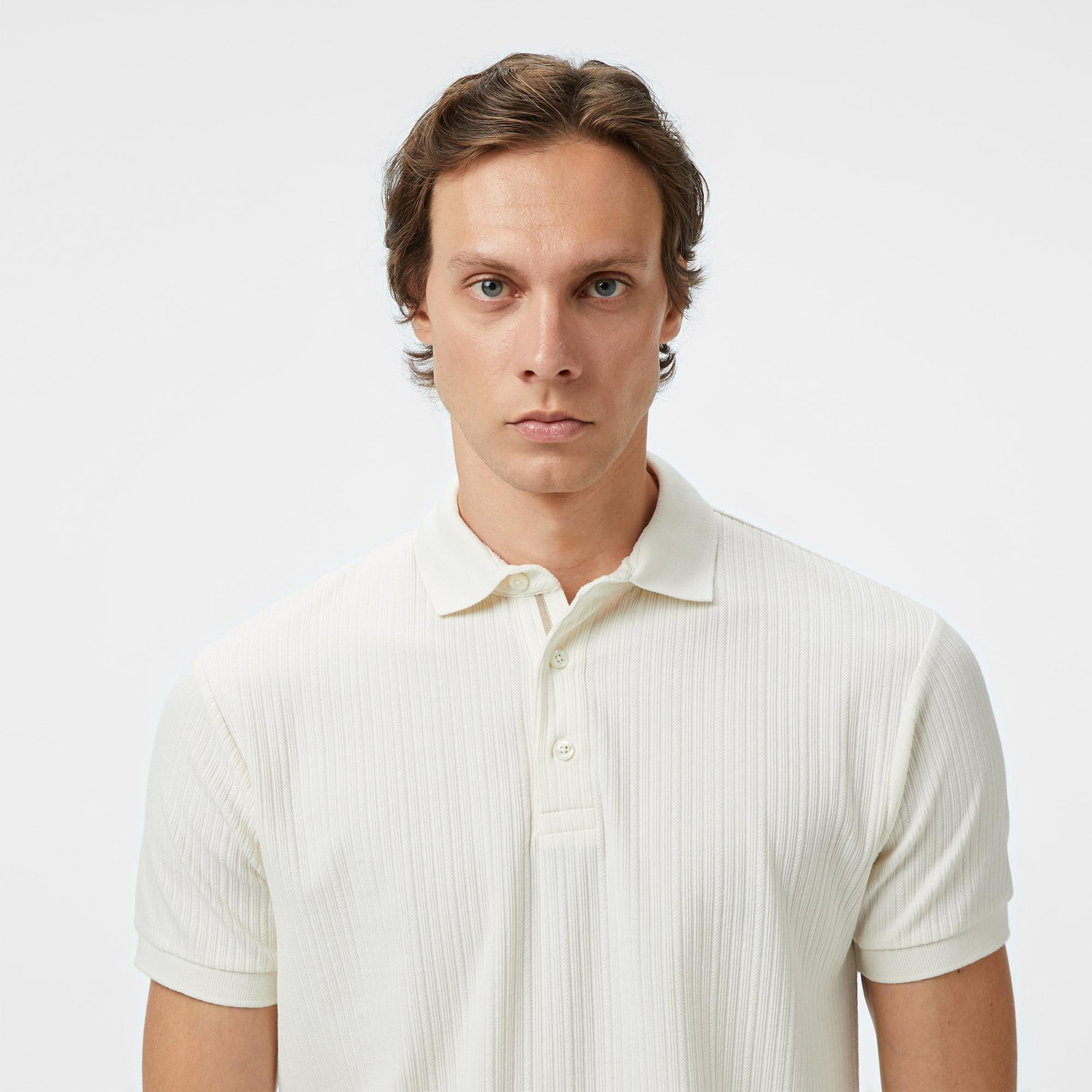 Nautica Erkek Krem Rengi Regular Fit Polo Yaka T-Shirt