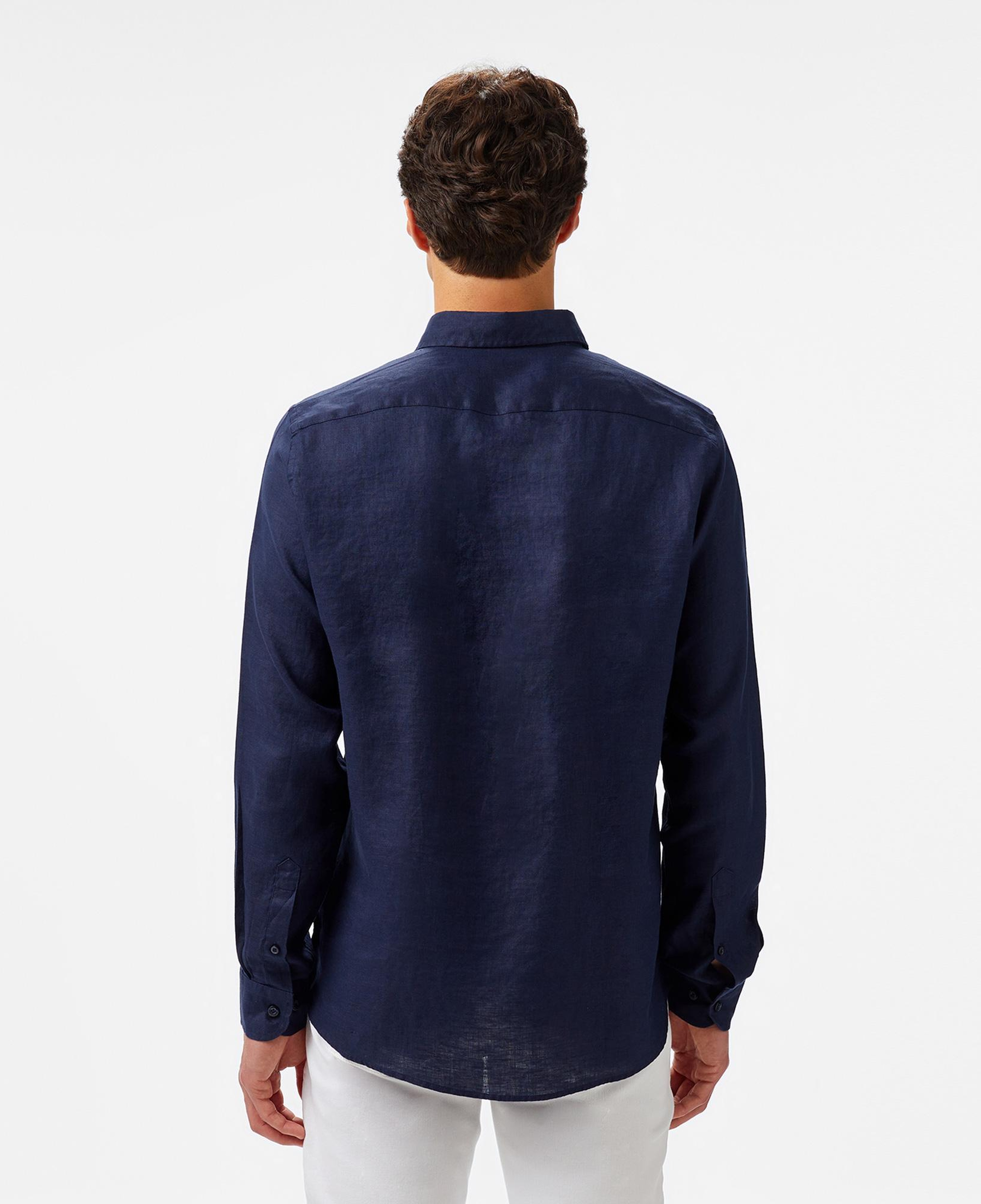 Nautica Erkek Lacivert Classic Fit Keten Gömlek