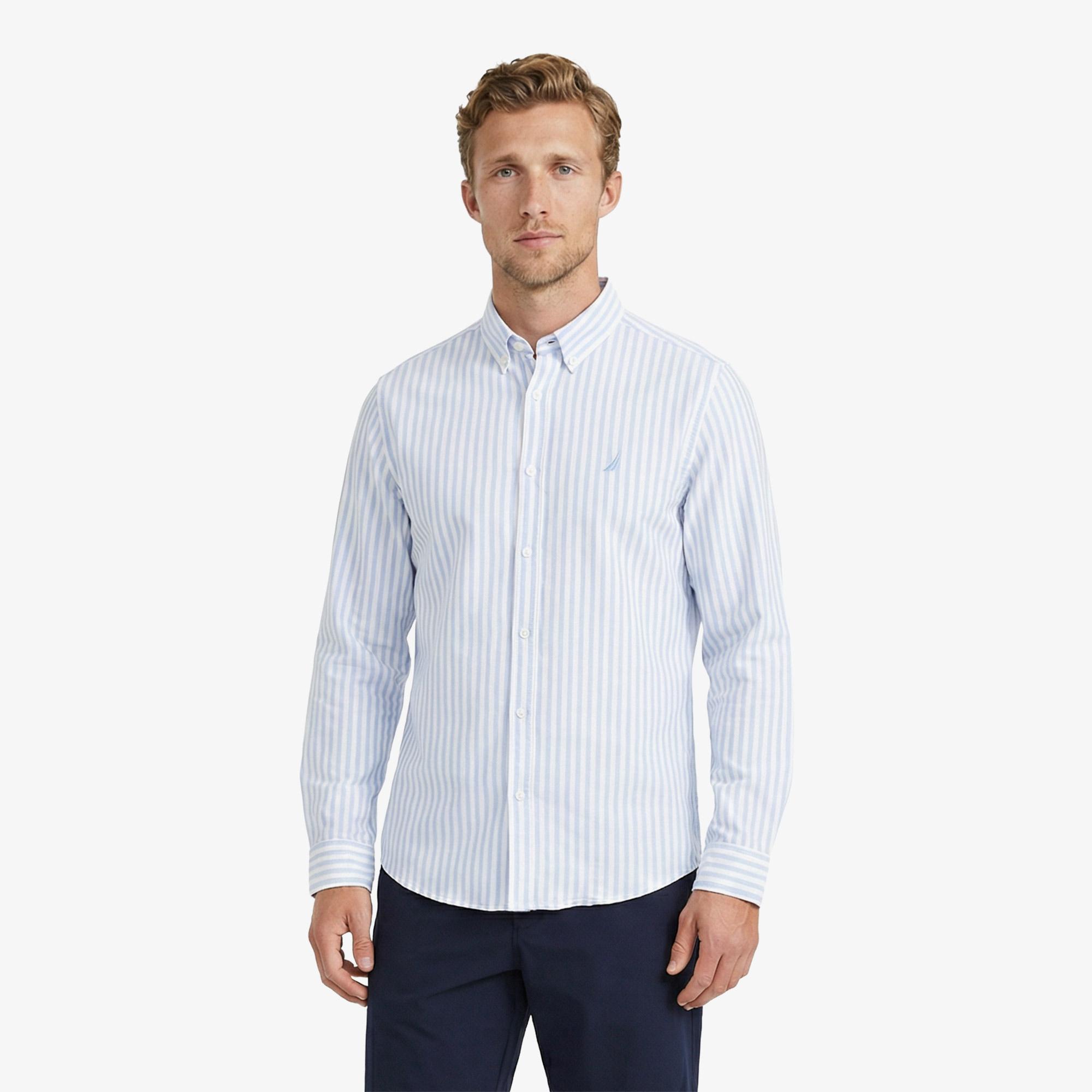 Nautica Erkek Mavi Regular Fit Çizgili Gömlek