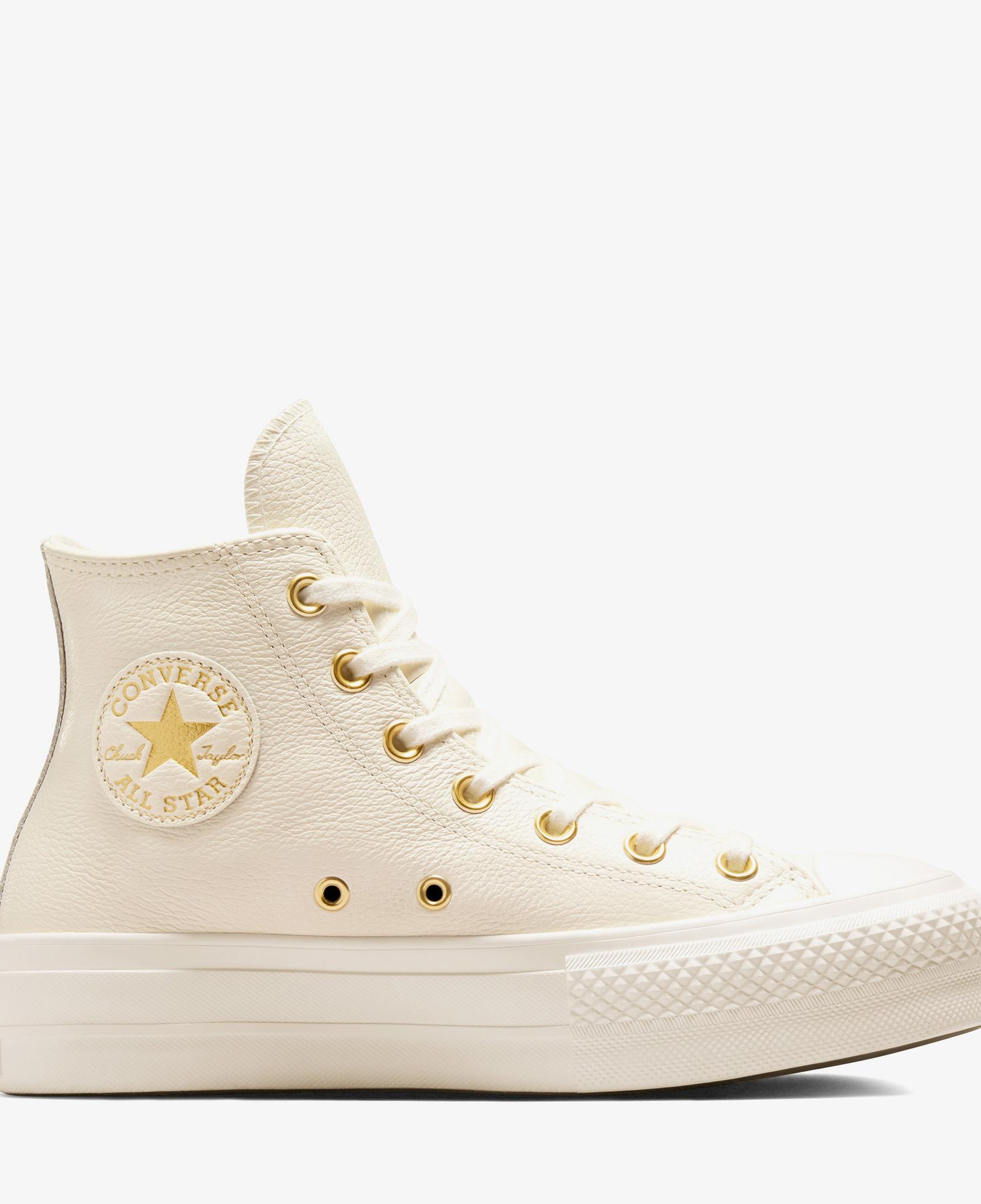 Converse Chuck Taylor All Star Lift Kadın Krem Deri Platform Sneaker