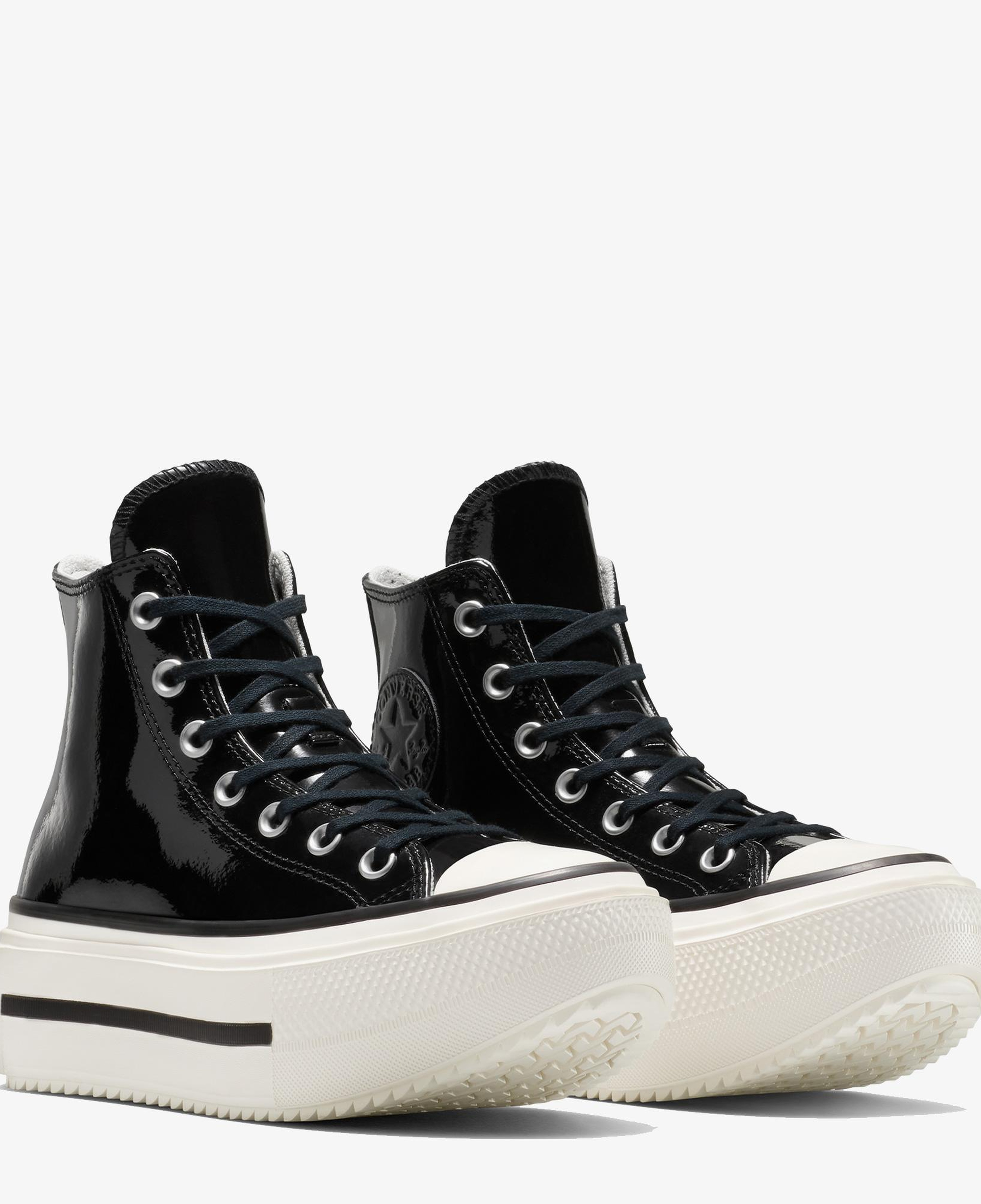 Converse Chuck Taylor All Star Lift Double Stack Platform Deri Unisex Siyah Sneaker