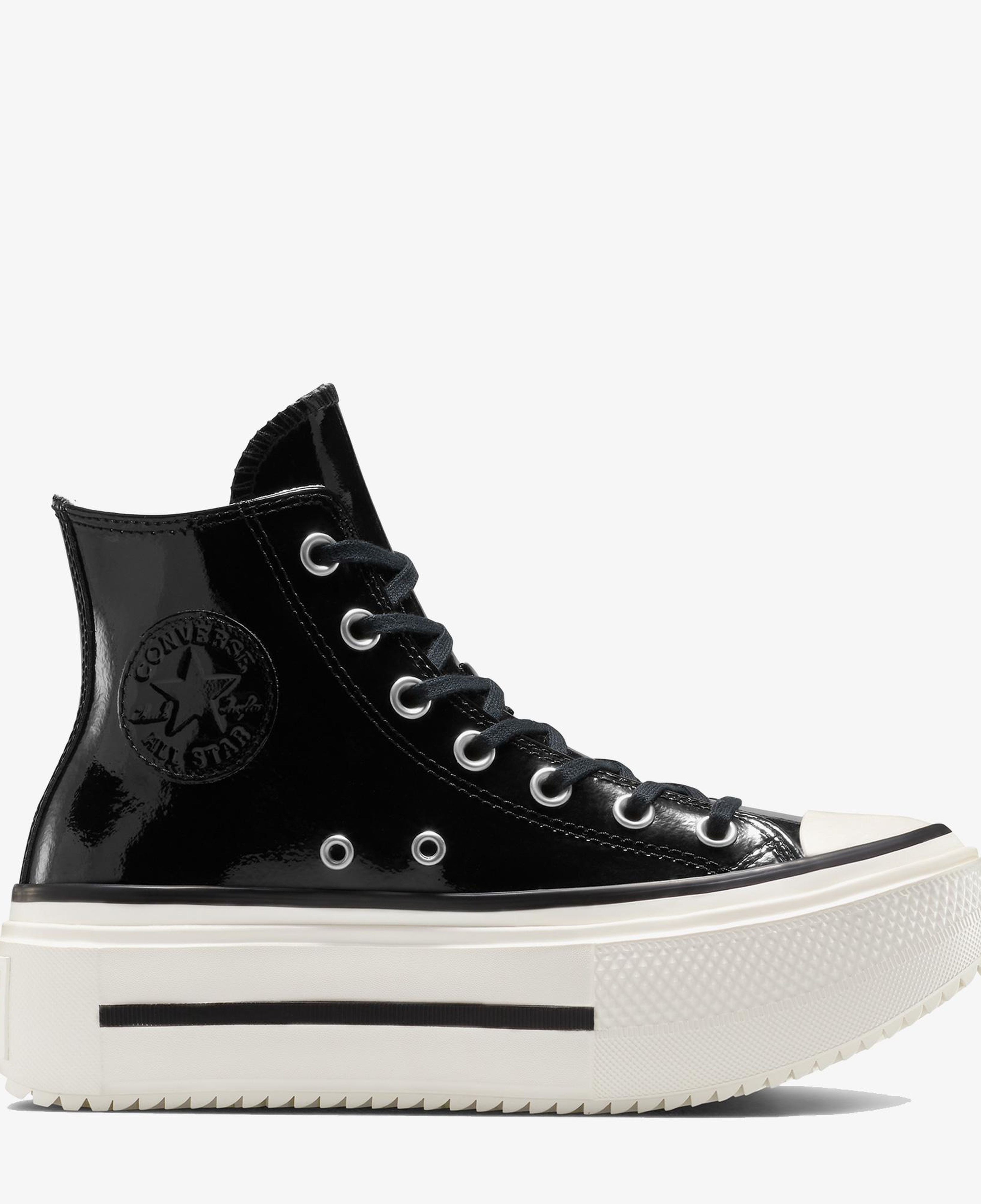 Converse Chuck Taylor All Star Lift Double Stack Platform Deri Unisex Siyah Sneaker