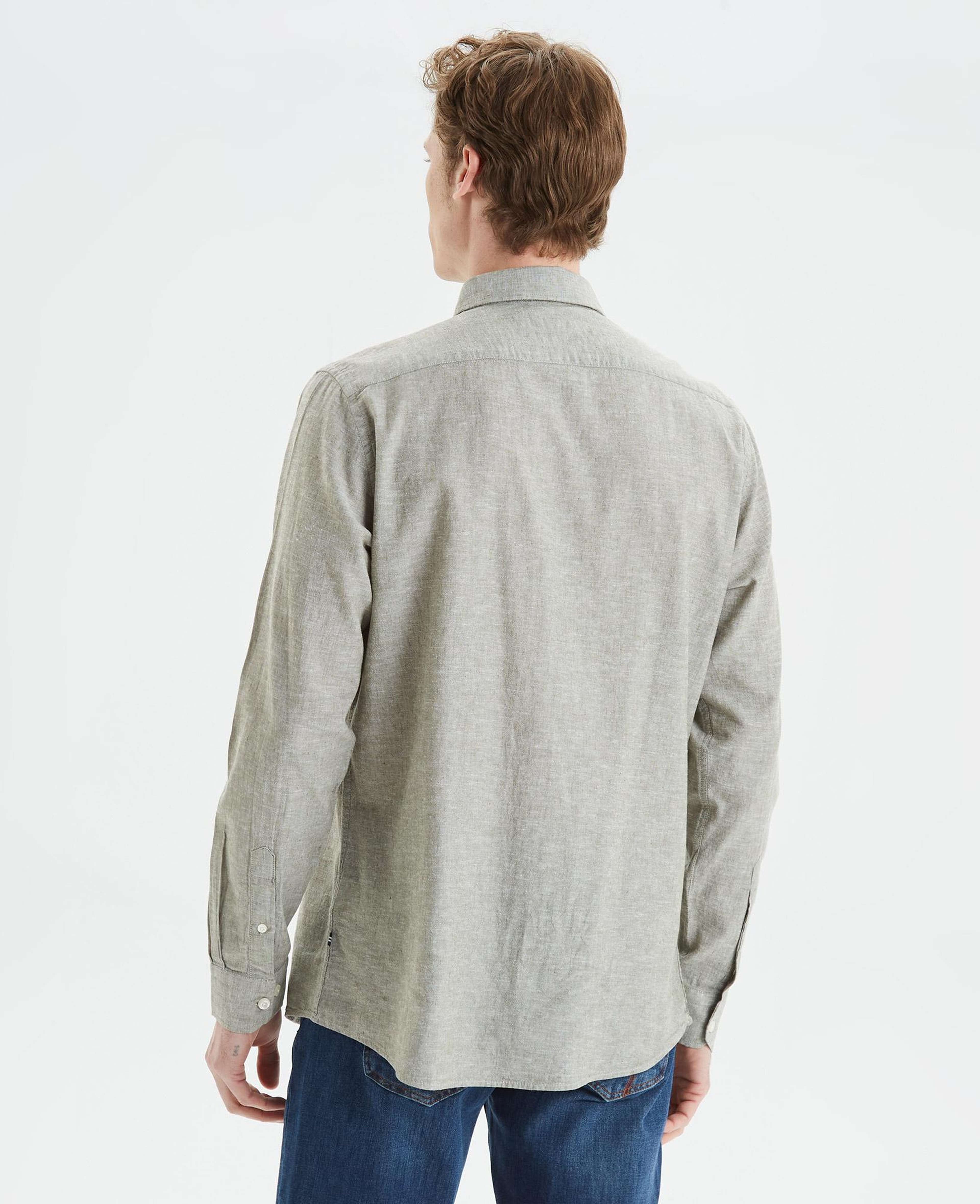Nautica Erkek Yeşil Slim Fit Uzun Kollu Keten Gömlek