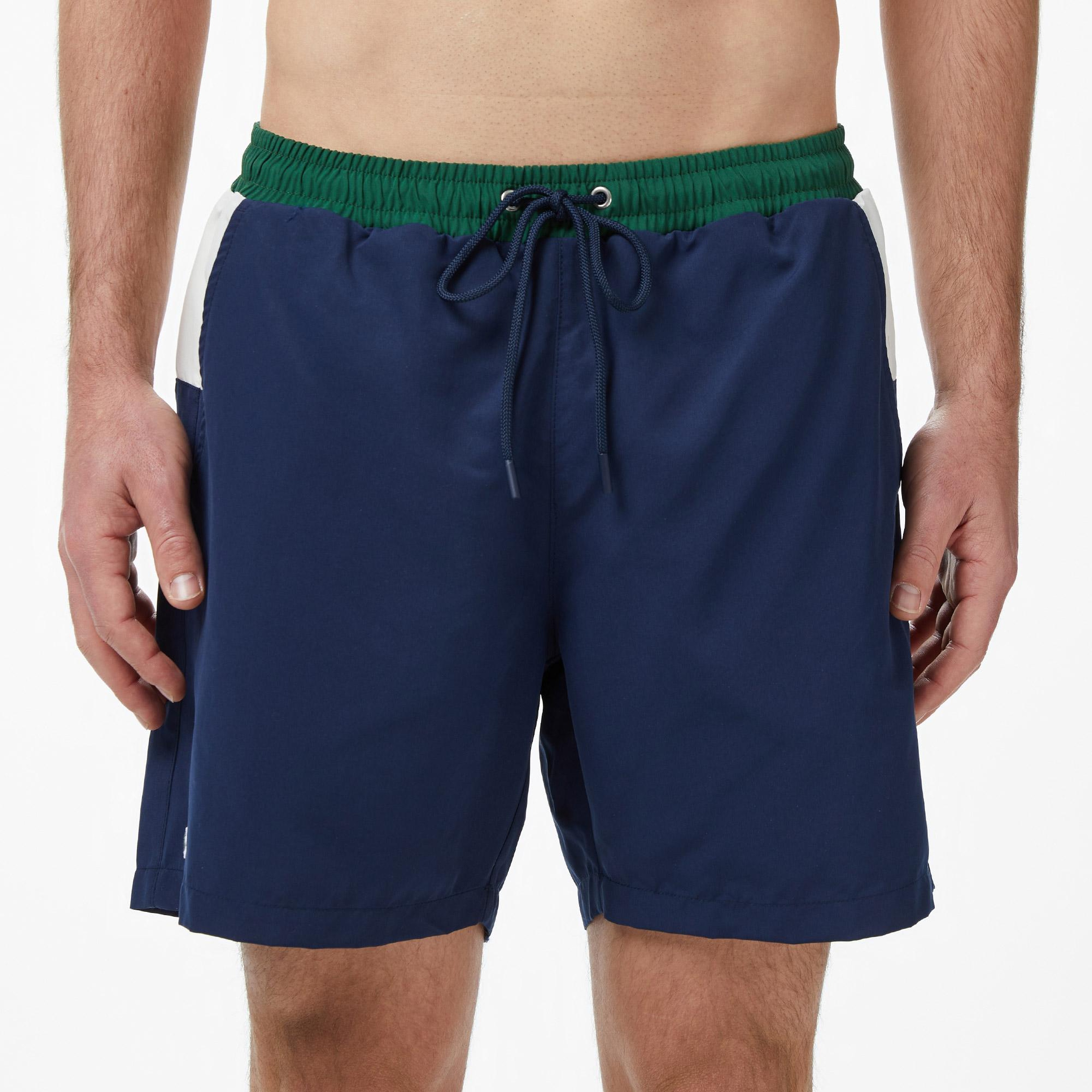 Lacoste Erkek Regular Fit Renk Bloklu Lacivert Deniz Şortu