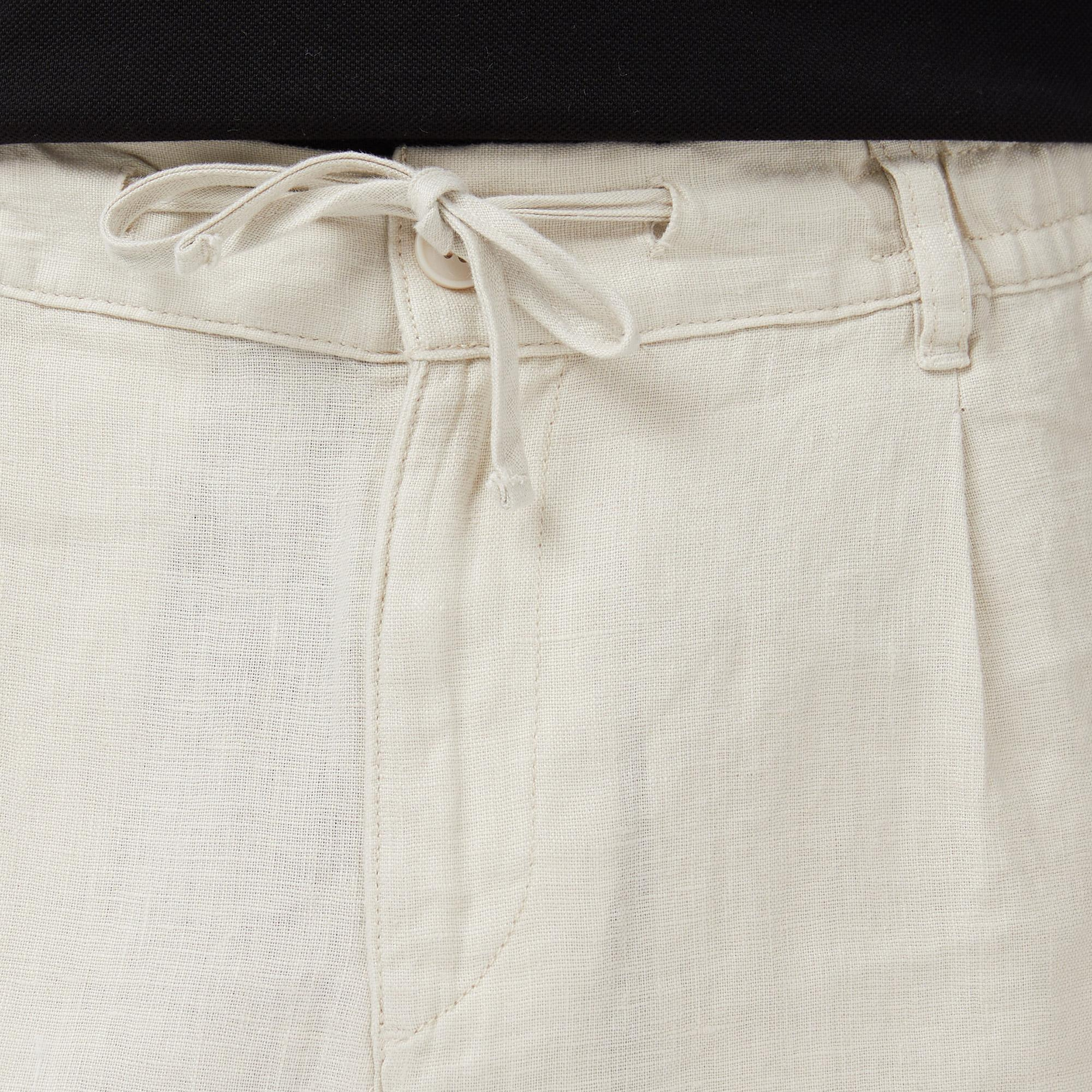 Nautica Erkek Krem Regular Fit Keten Şort