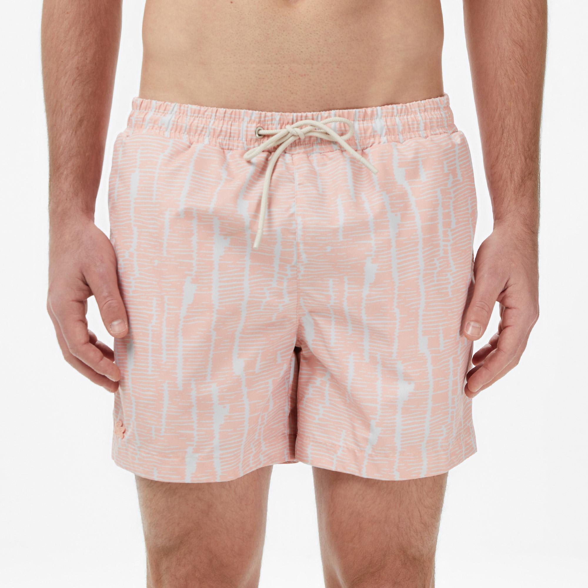 Lacoste Erkek Regular Fit Desenli Pembe Deniz Şortu