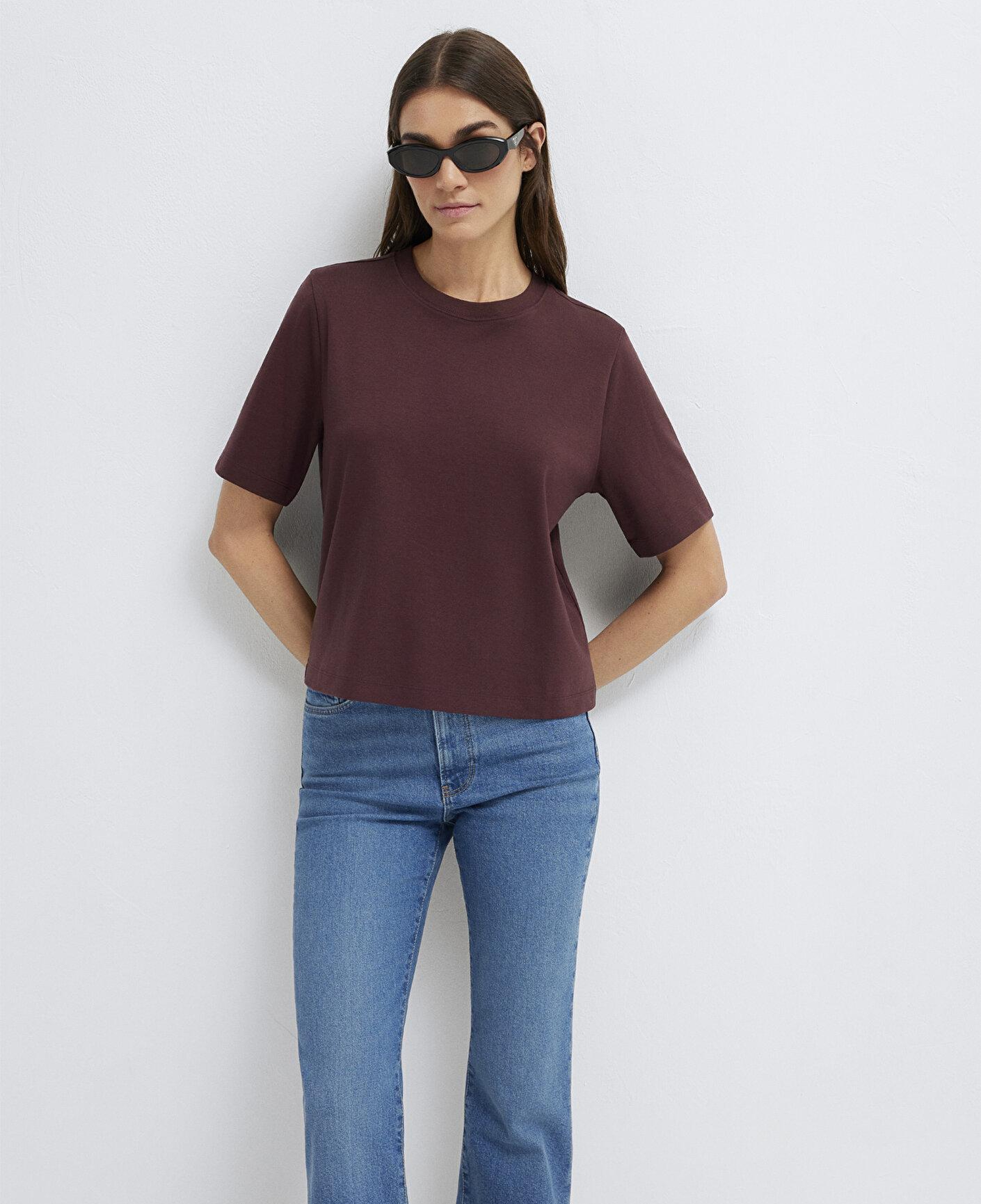 Mavi Kahverengi Basic Tişört Regular Fit / Normal Kesim 1614218-70223