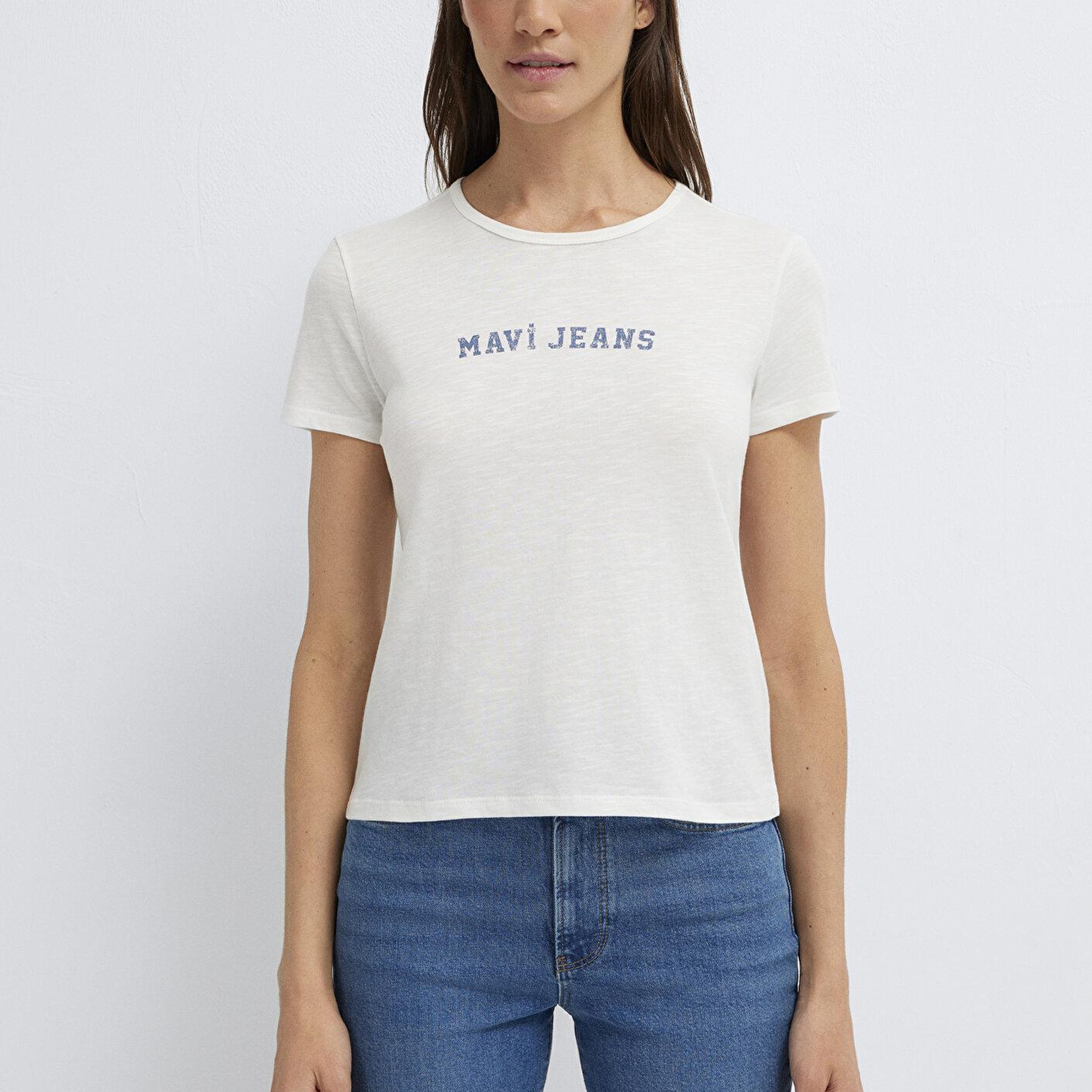 Mavi Ekru Tişört Slim Fit / Dar Kesim 1614379-70057