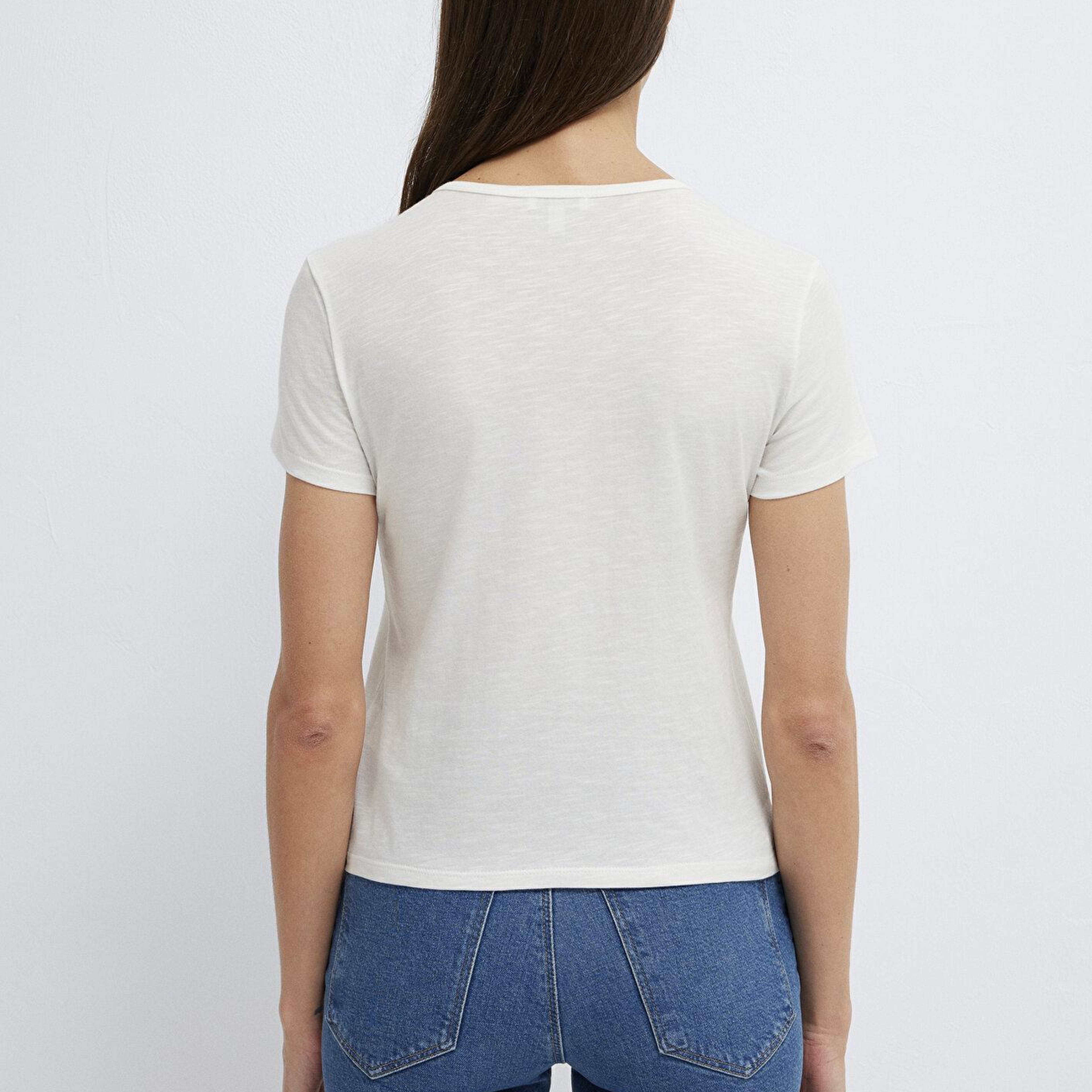 Mavi Ekru Tişört Slim Fit / Dar Kesim 1614379-70057