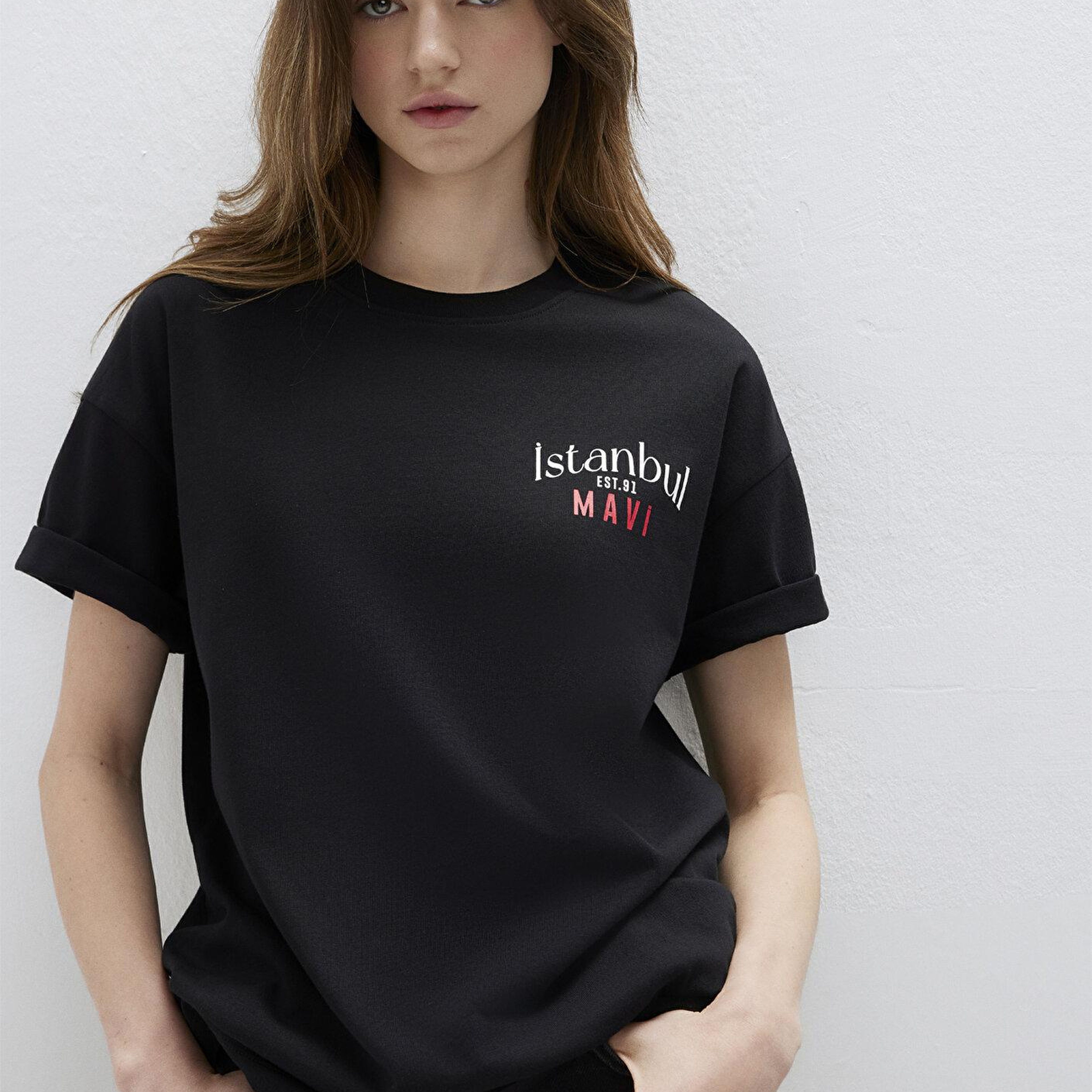 Mavi Siyah Tişört Loose Fit / Bol Rahat Kesim 1612843-900