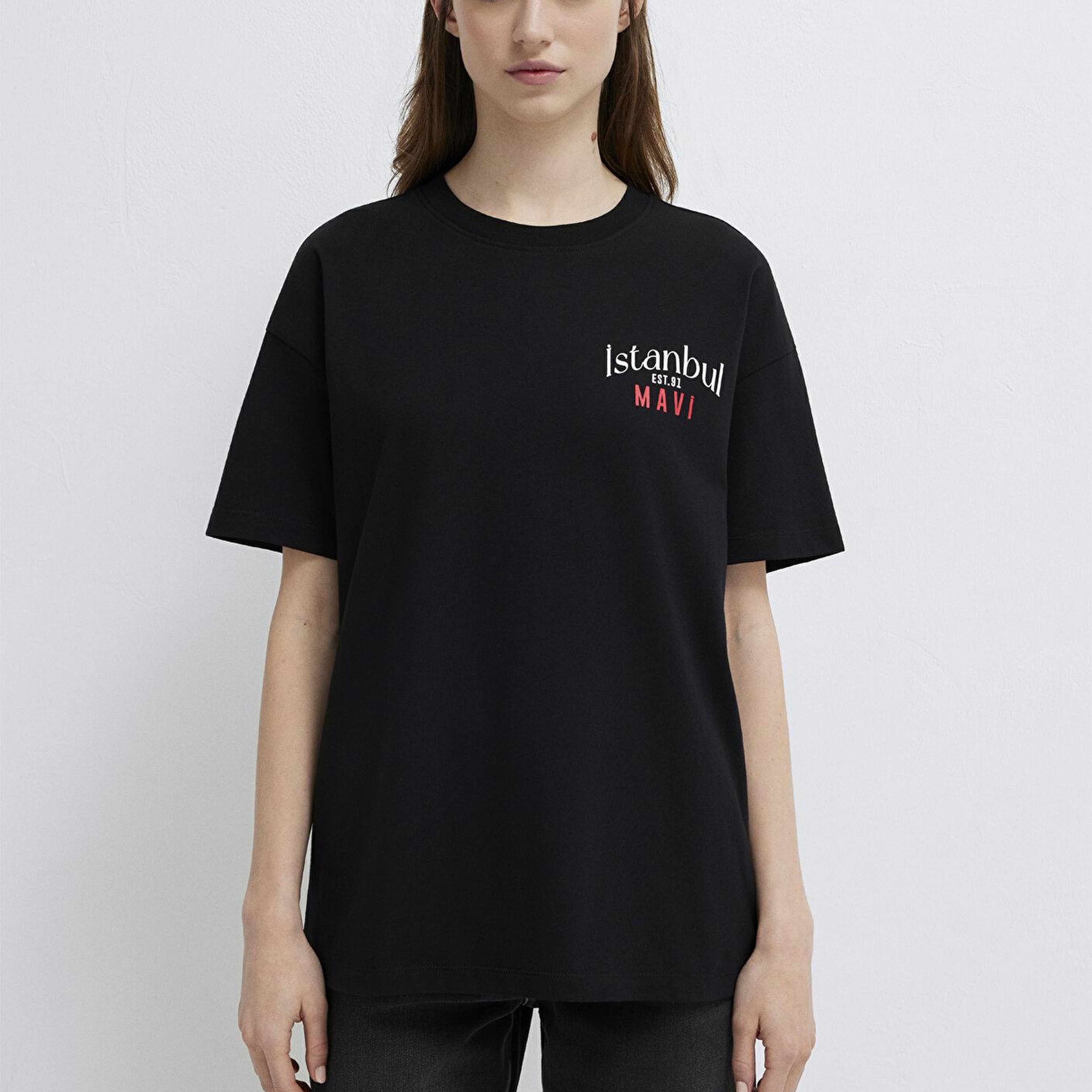 Mavi Siyah Tişört Loose Fit / Bol Rahat Kesim 1612843-900