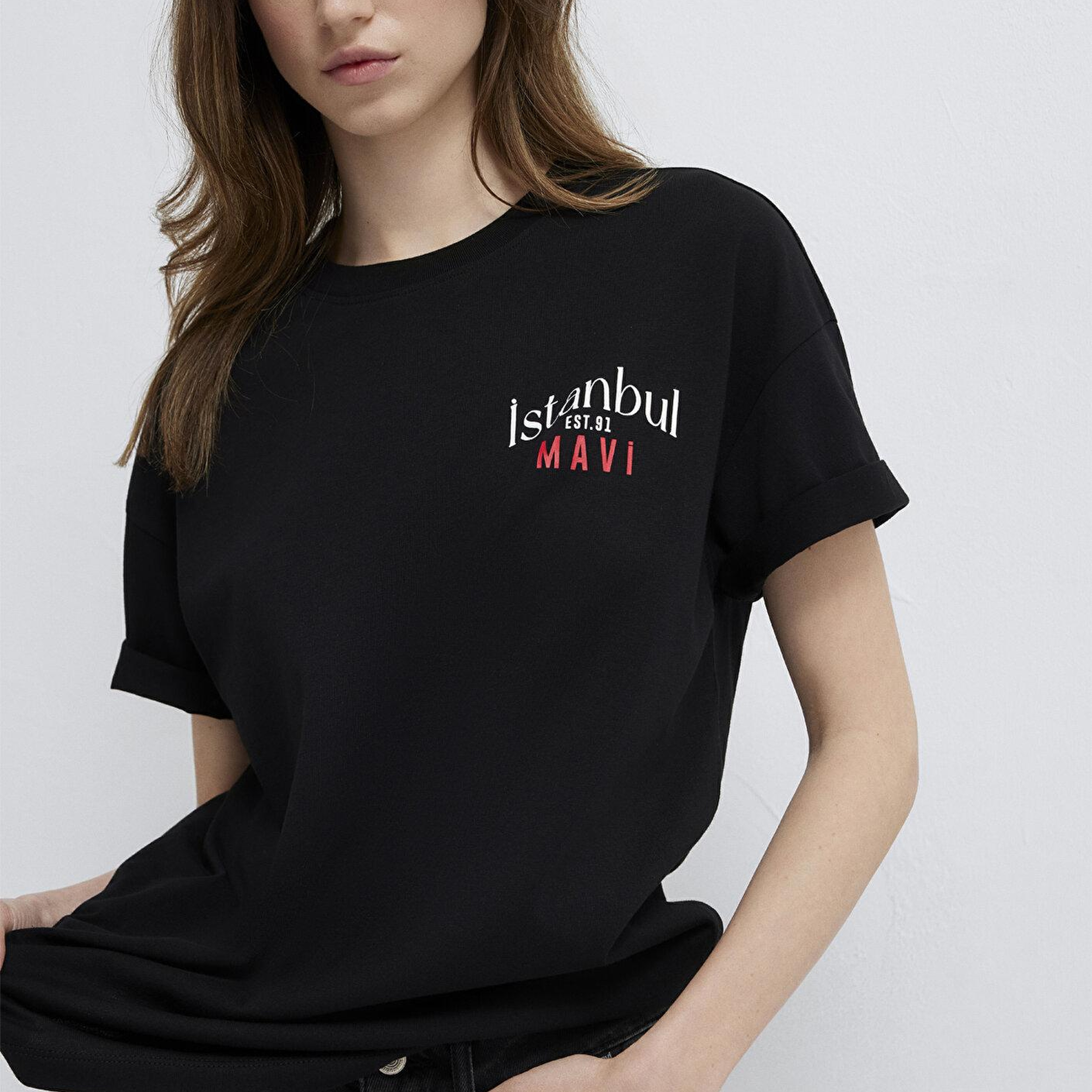 Mavi Siyah Tişört Loose Fit / Bol Rahat Kesim 1612843-900