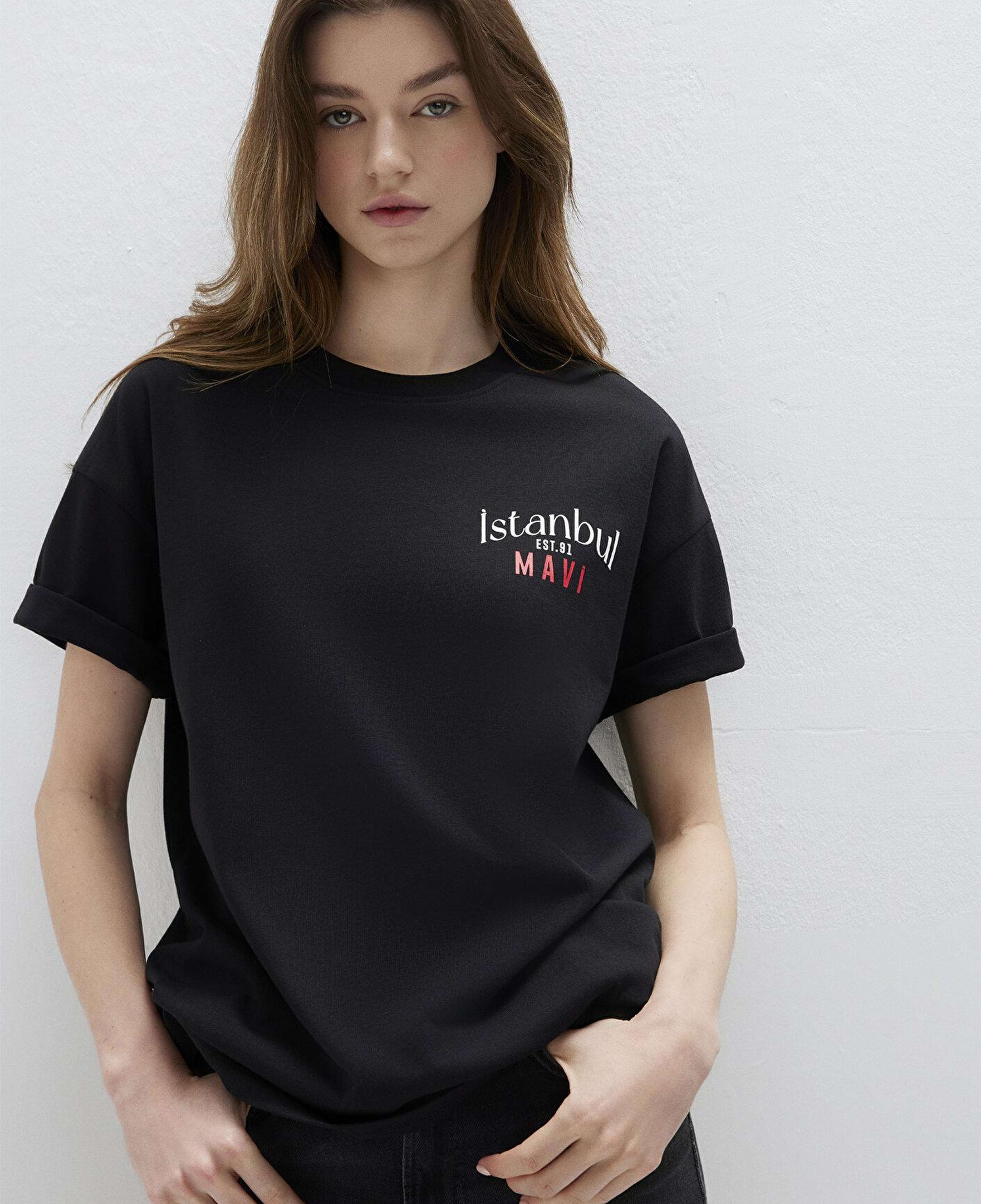 Mavi Siyah Tişört Loose Fit / Bol Rahat Kesim 1612843-900